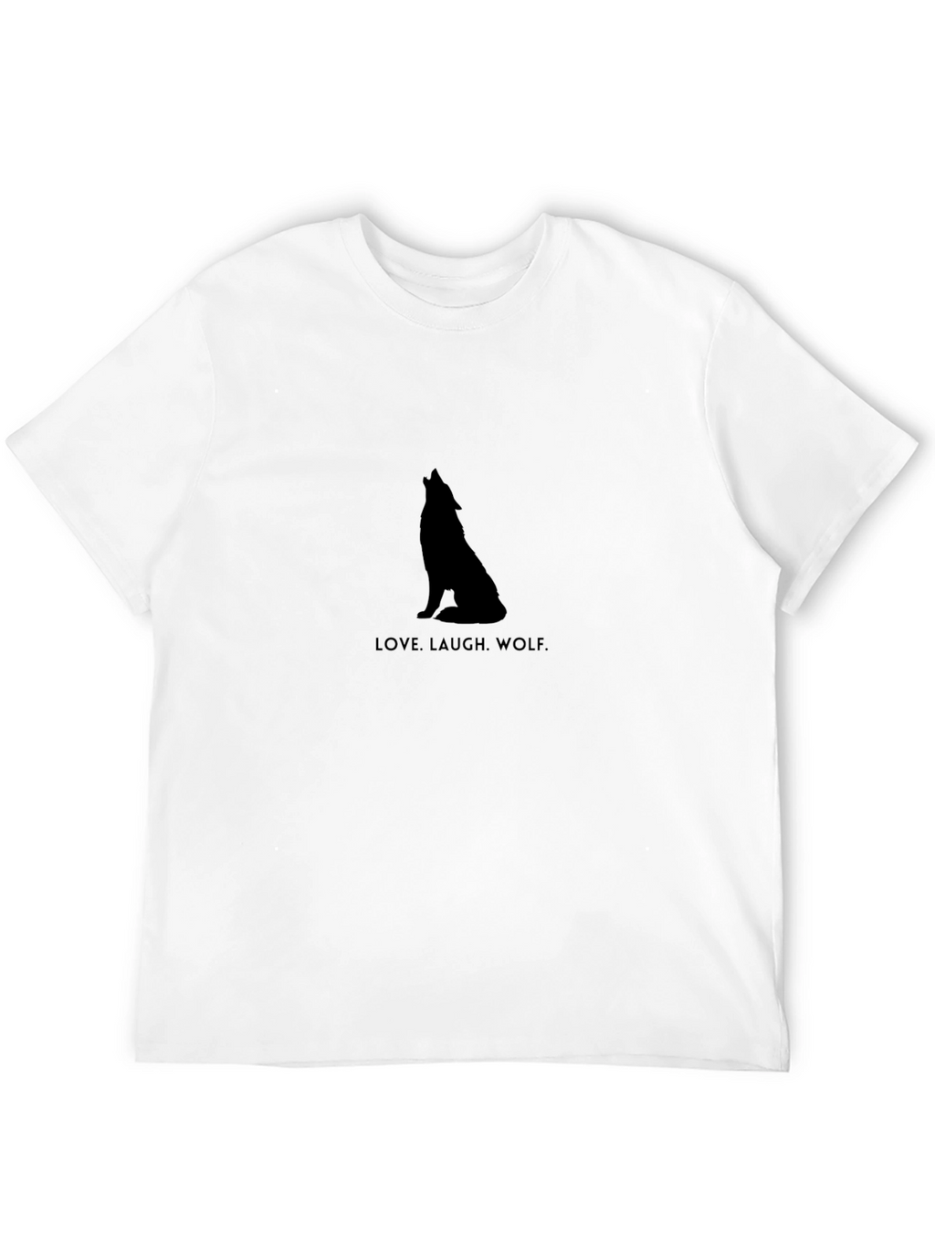 Love Laugh Wolf Black Graphic T-Shirt