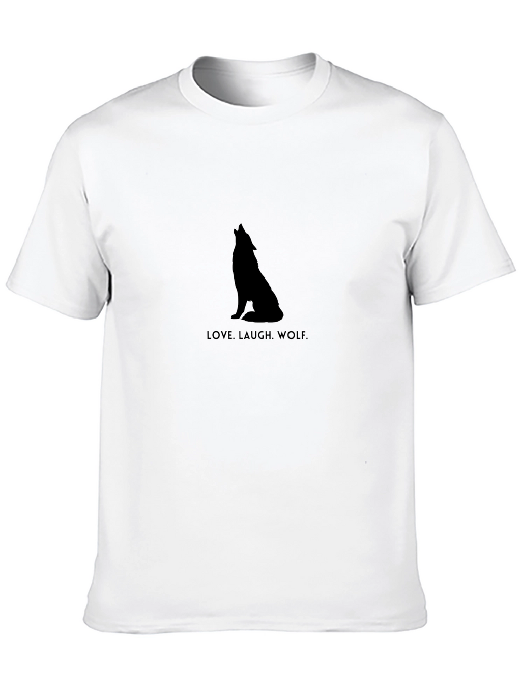 Love Laugh Wolf Black Graphic T-Shirt