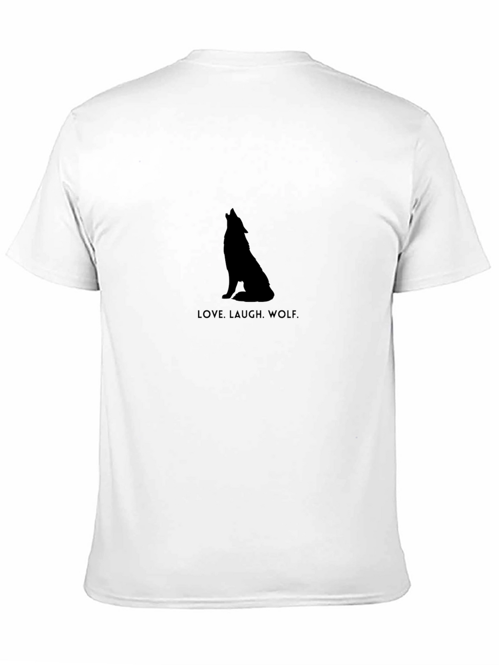 Love Laugh Wolf Black Graphic T-Shirt