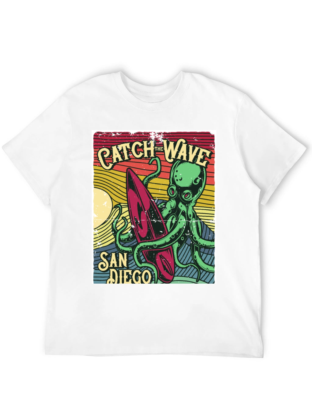 Catch the Wave San Diego T-Shirt Octopus Surfboard