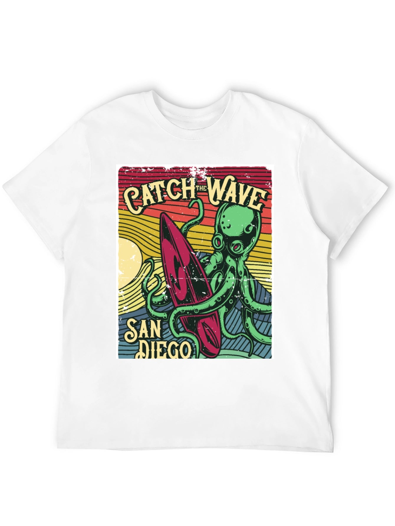 Catch the Wave San Diego T-Shirt Octopus Surfboard