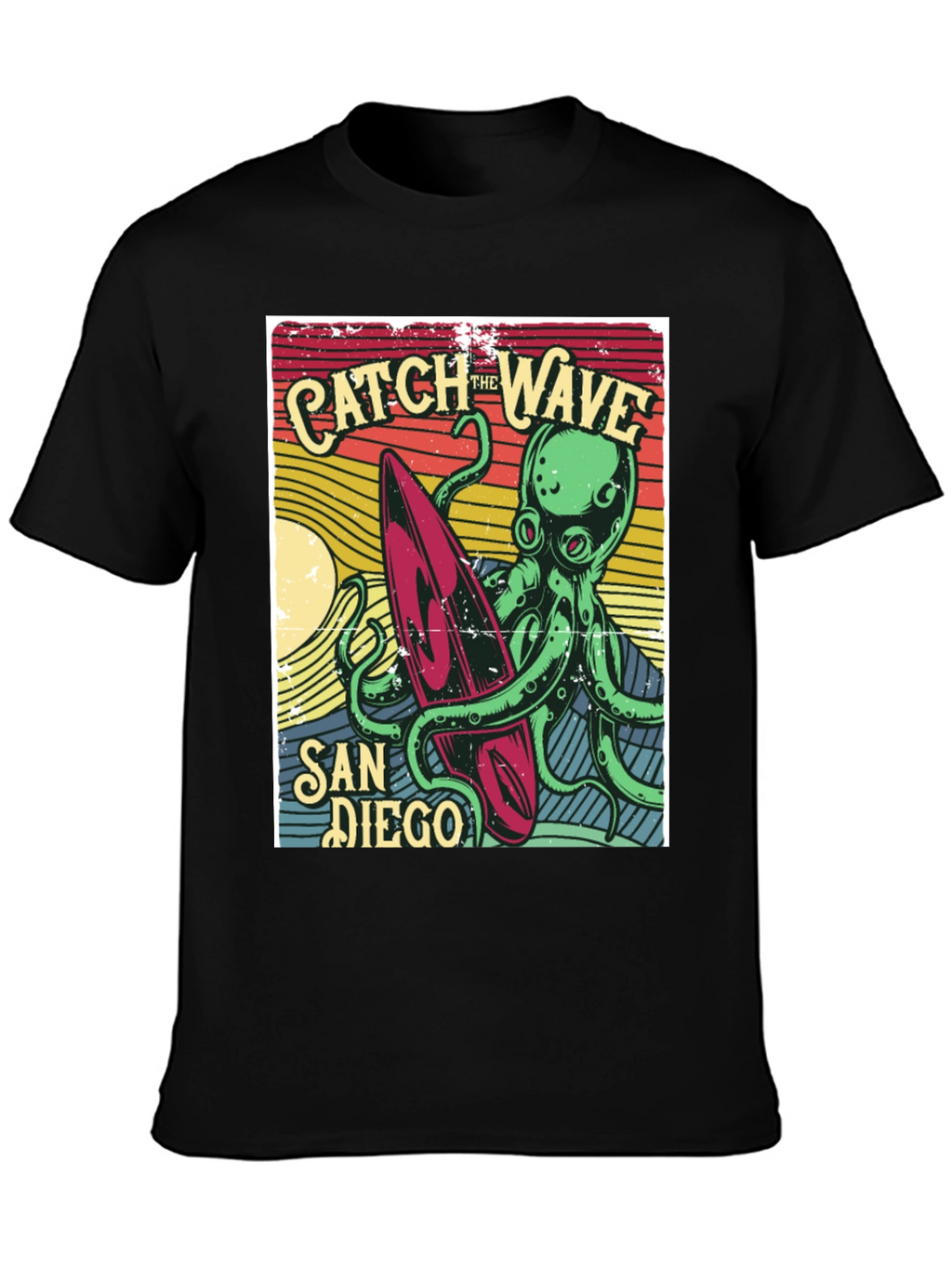 Catch the Wave San Diego T-Shirt Octopus Surfboard