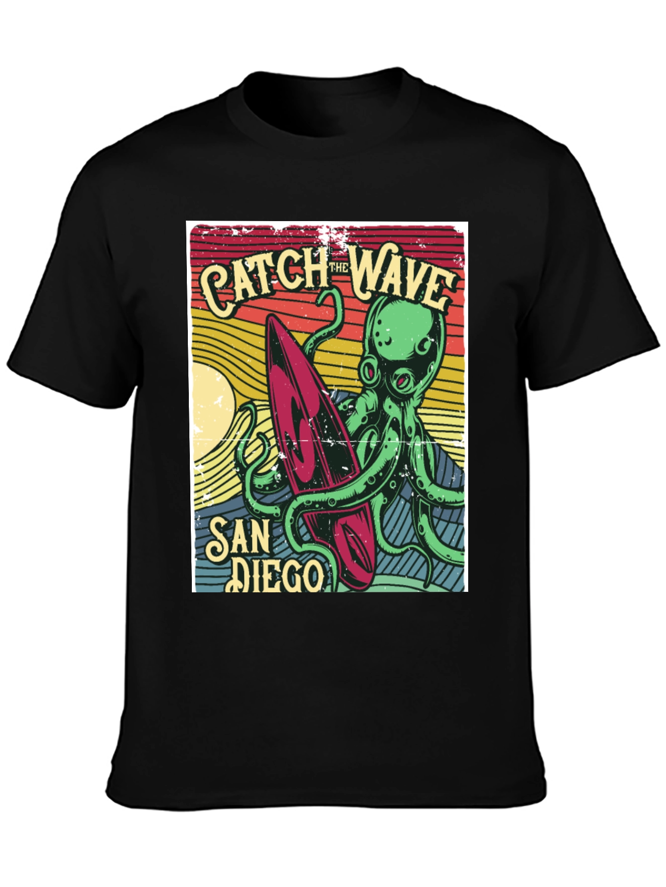 Catch the Wave San Diego T-Shirt Octopus Surfboard