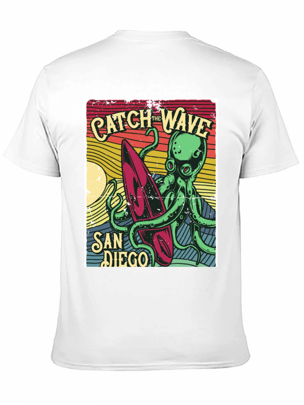 Catch the Wave San Diego T-Shirt Octopus Surfboard