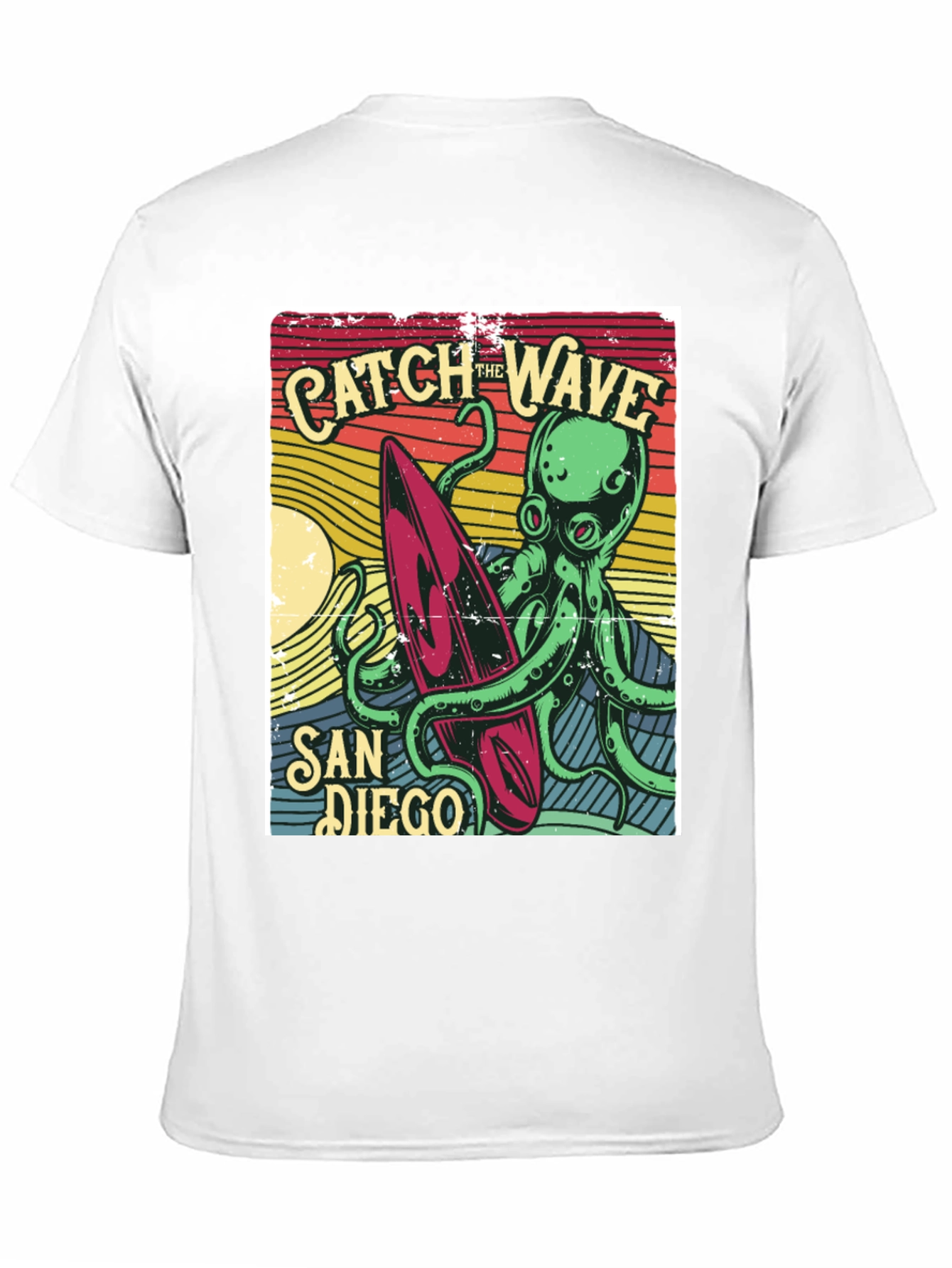 Catch the Wave San Diego T-Shirt Octopus Surfboard