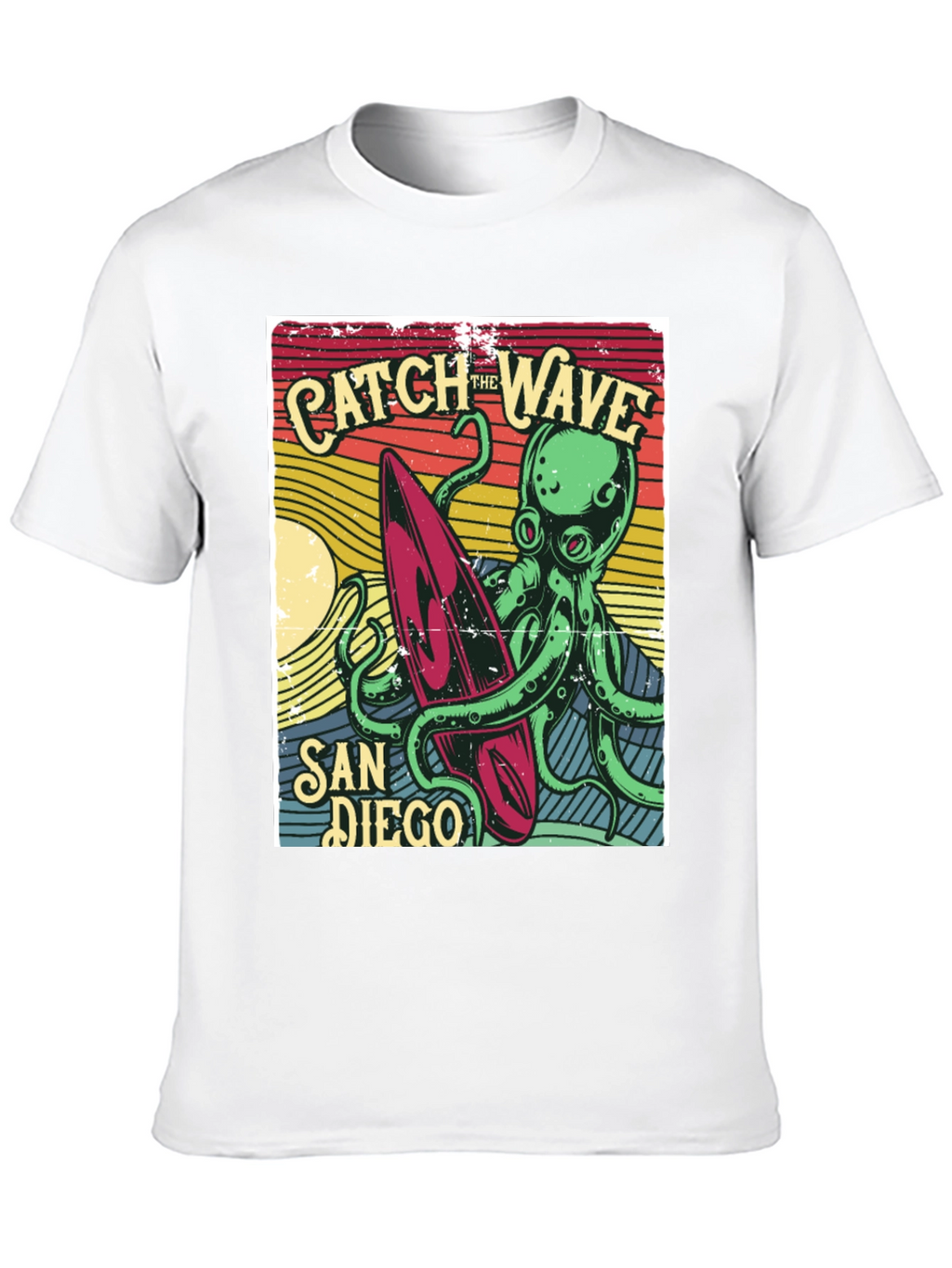 Catch the Wave San Diego T-Shirt Octopus Surfboard