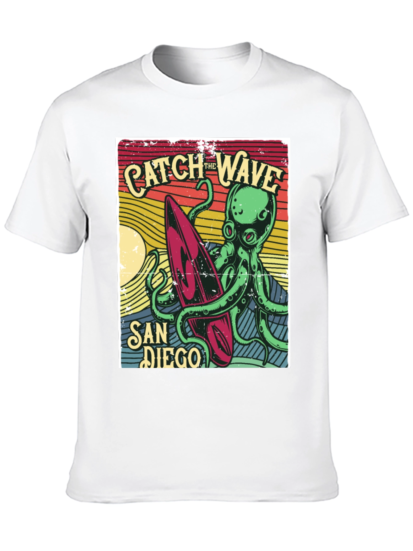 Catch the Wave San Diego T-Shirt Octopus Surfboard