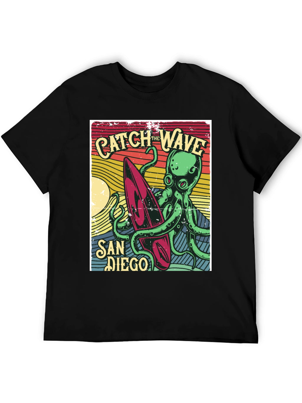 Catch the Wave San Diego T-Shirt Octopus Surfboard