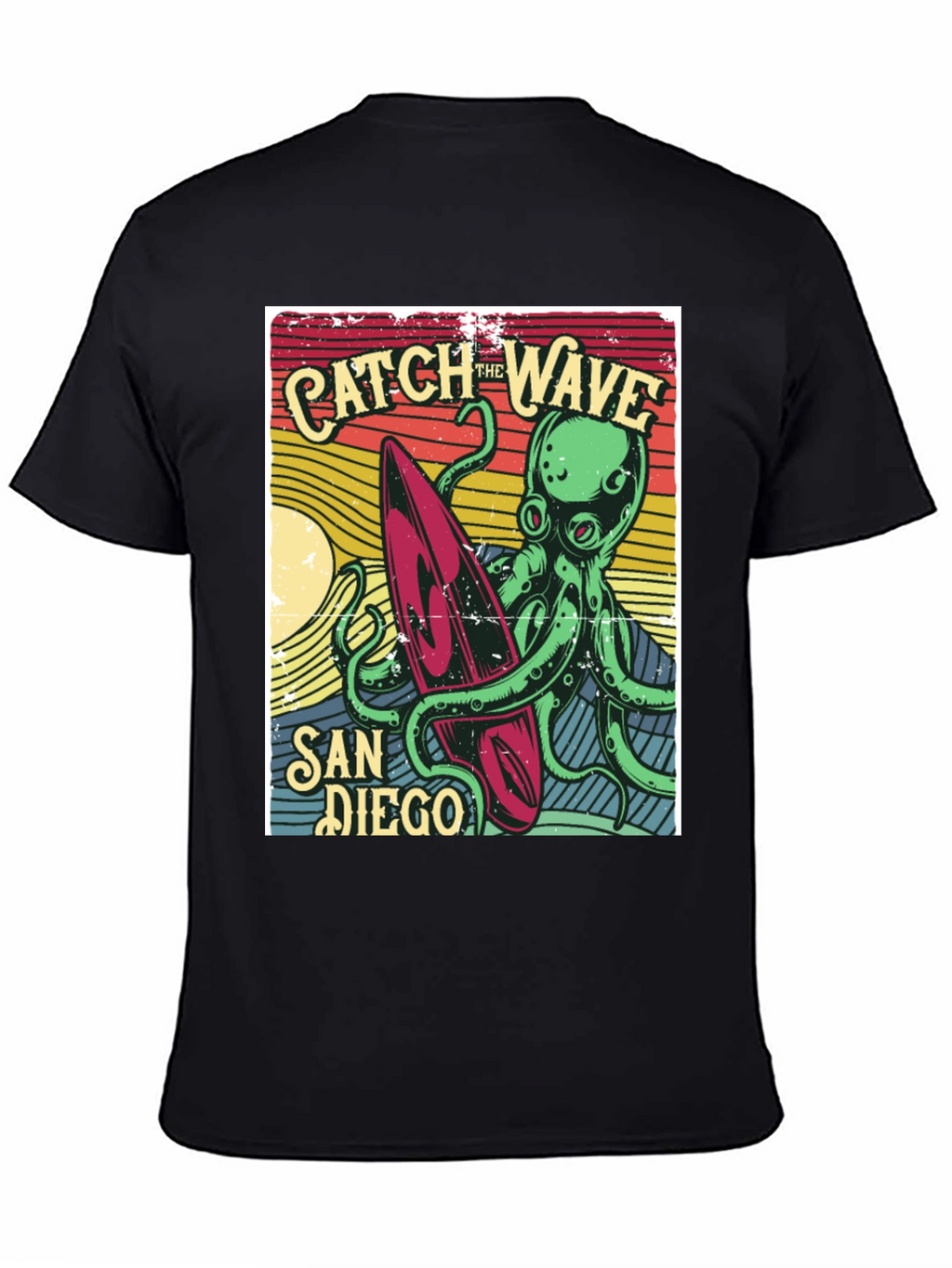 Catch the Wave San Diego T-Shirt Octopus Surfboard