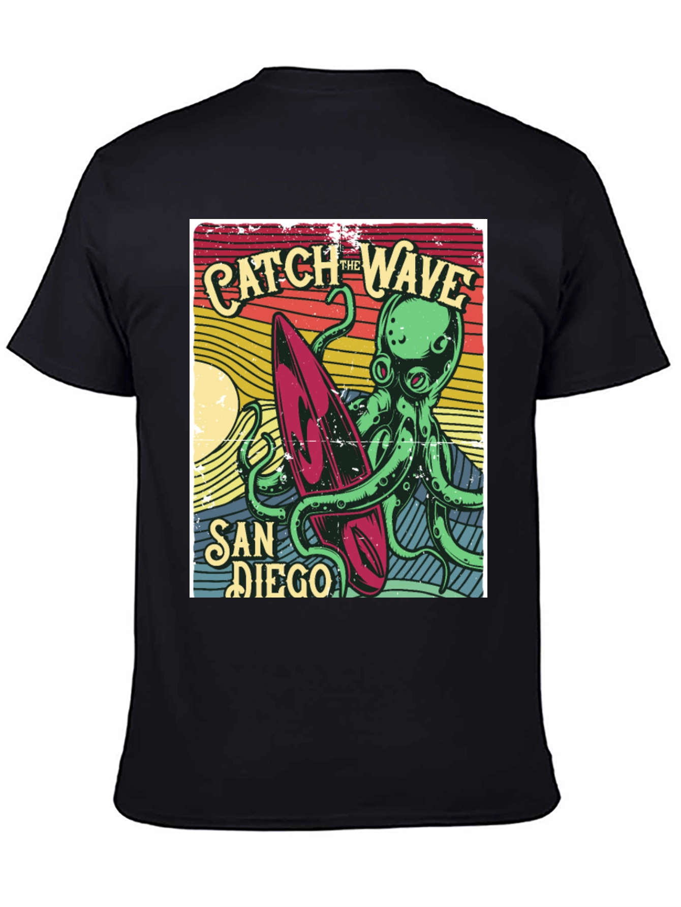 Catch the Wave San Diego T-Shirt Octopus Surfboard