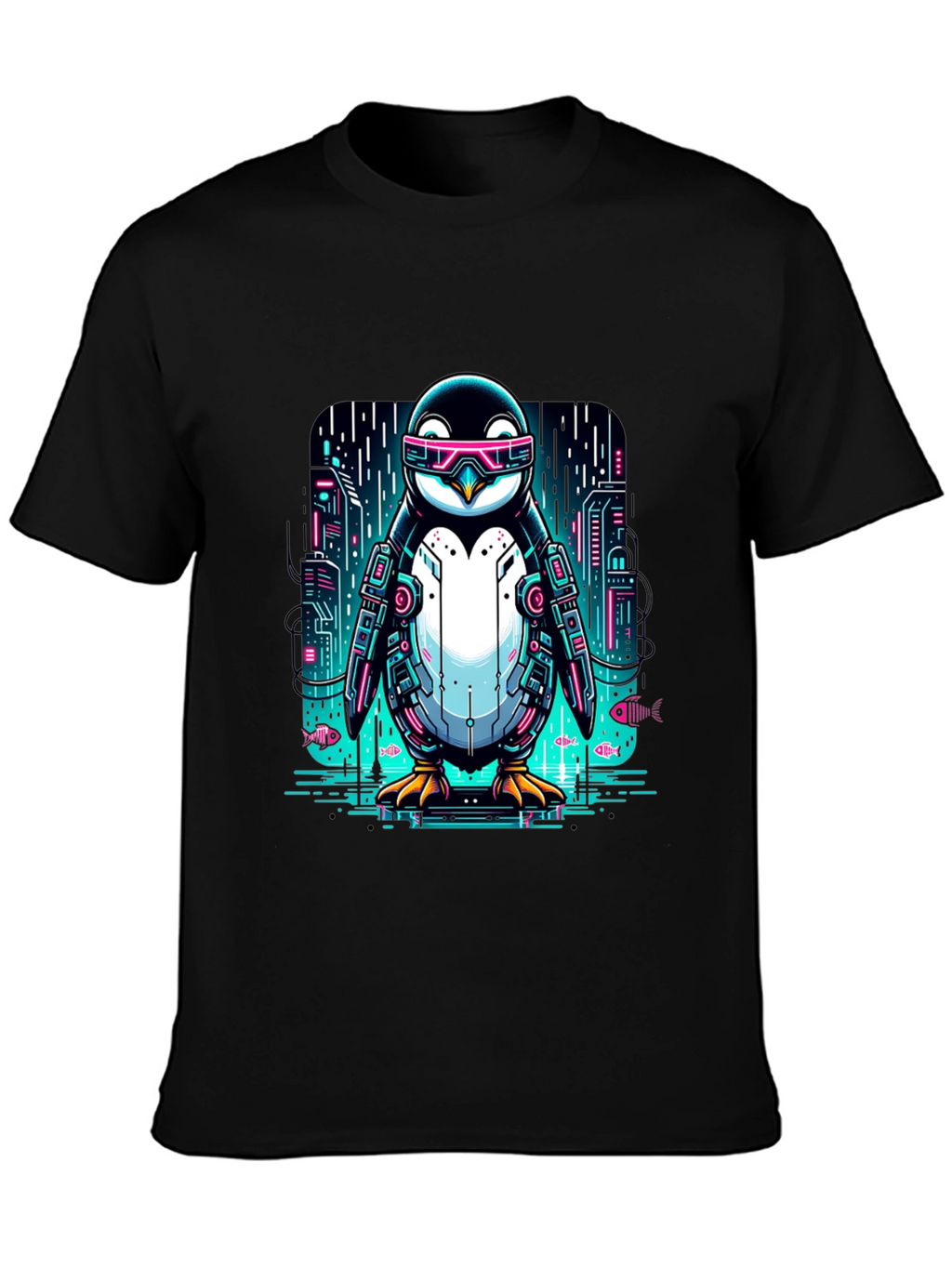 Cyber Penguin T-Shirt: Futuristic Style