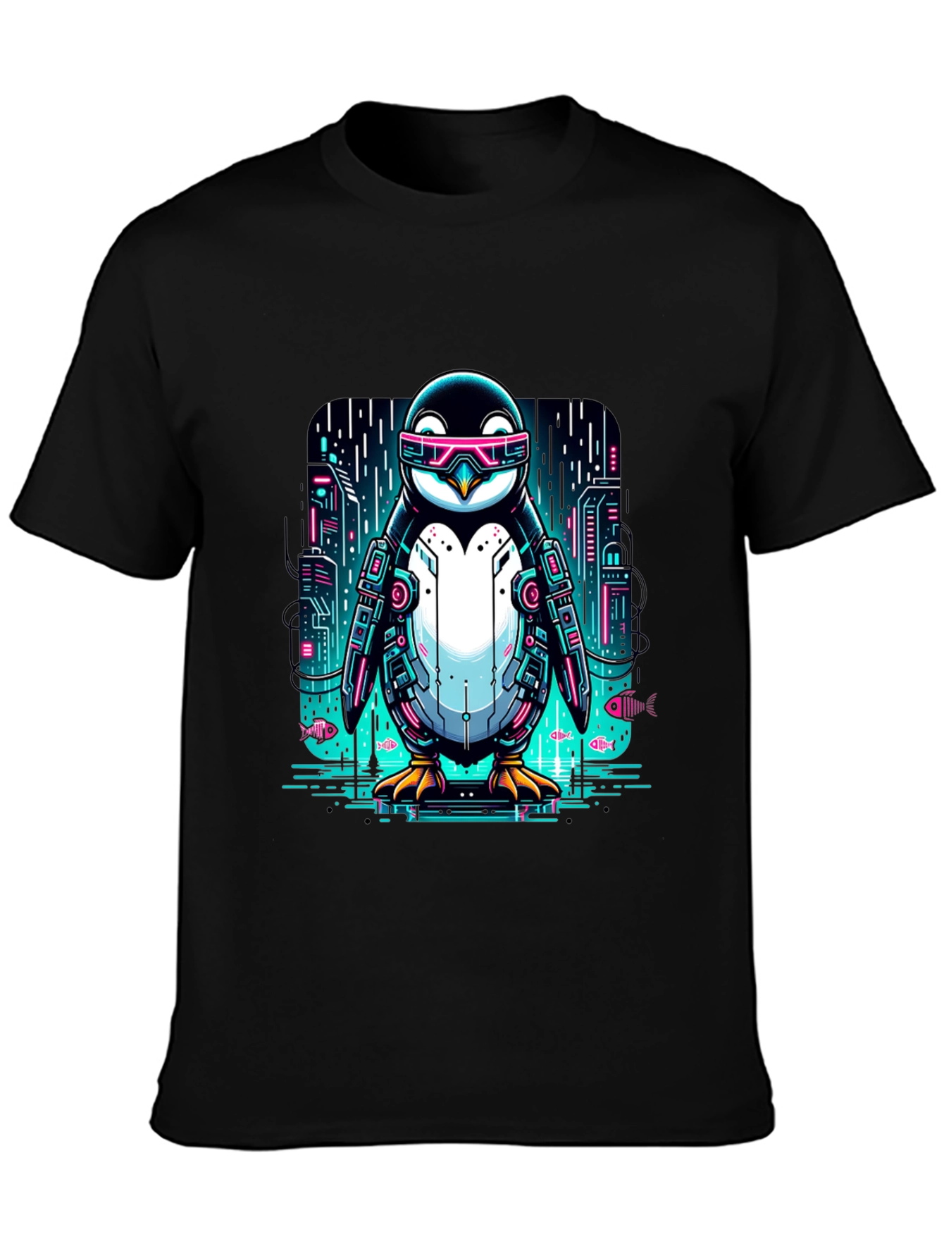 Cyber Penguin T-Shirt: Futuristic Style