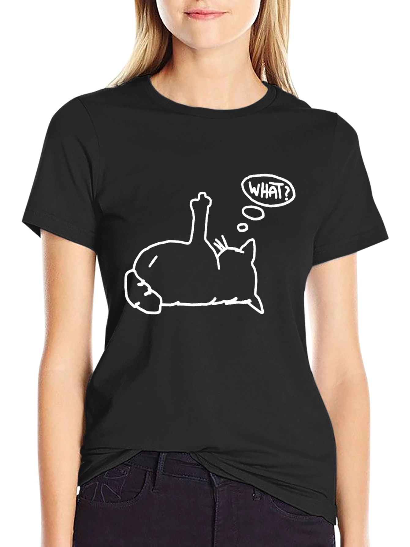 Funny Cat Middle Finger Graphic T-Shirt