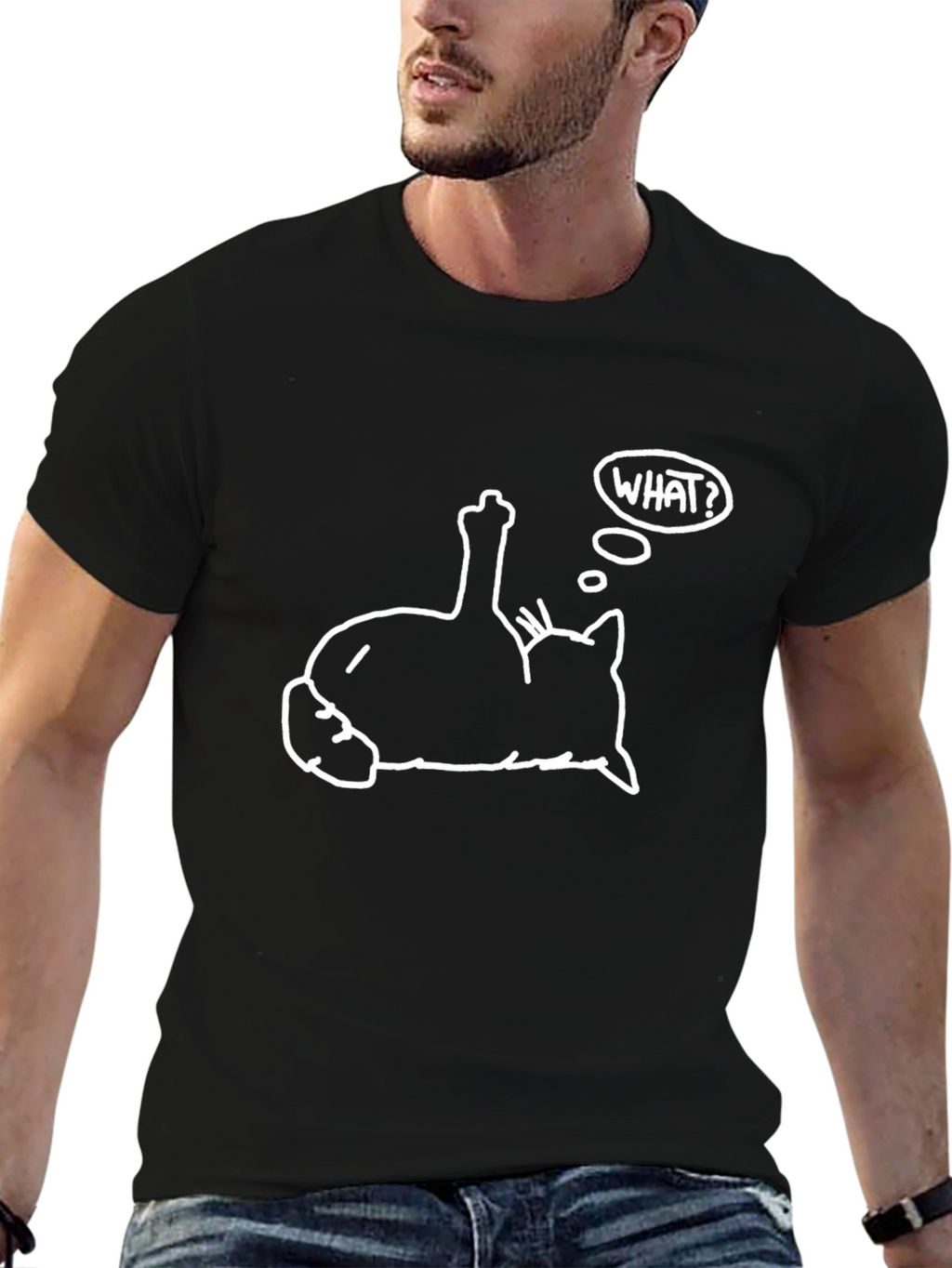 Funny Cat Middle Finger Graphic T-Shirt