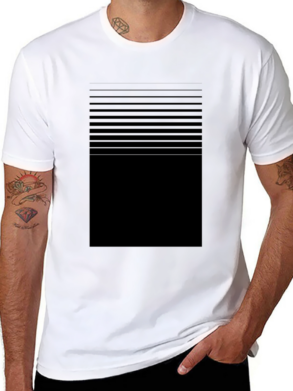 Modern Striped Graphic Black T-Shirt