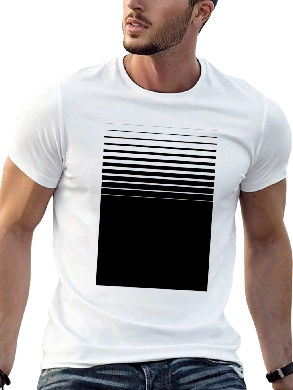 Modern Striped Graphic Black T-Shirt