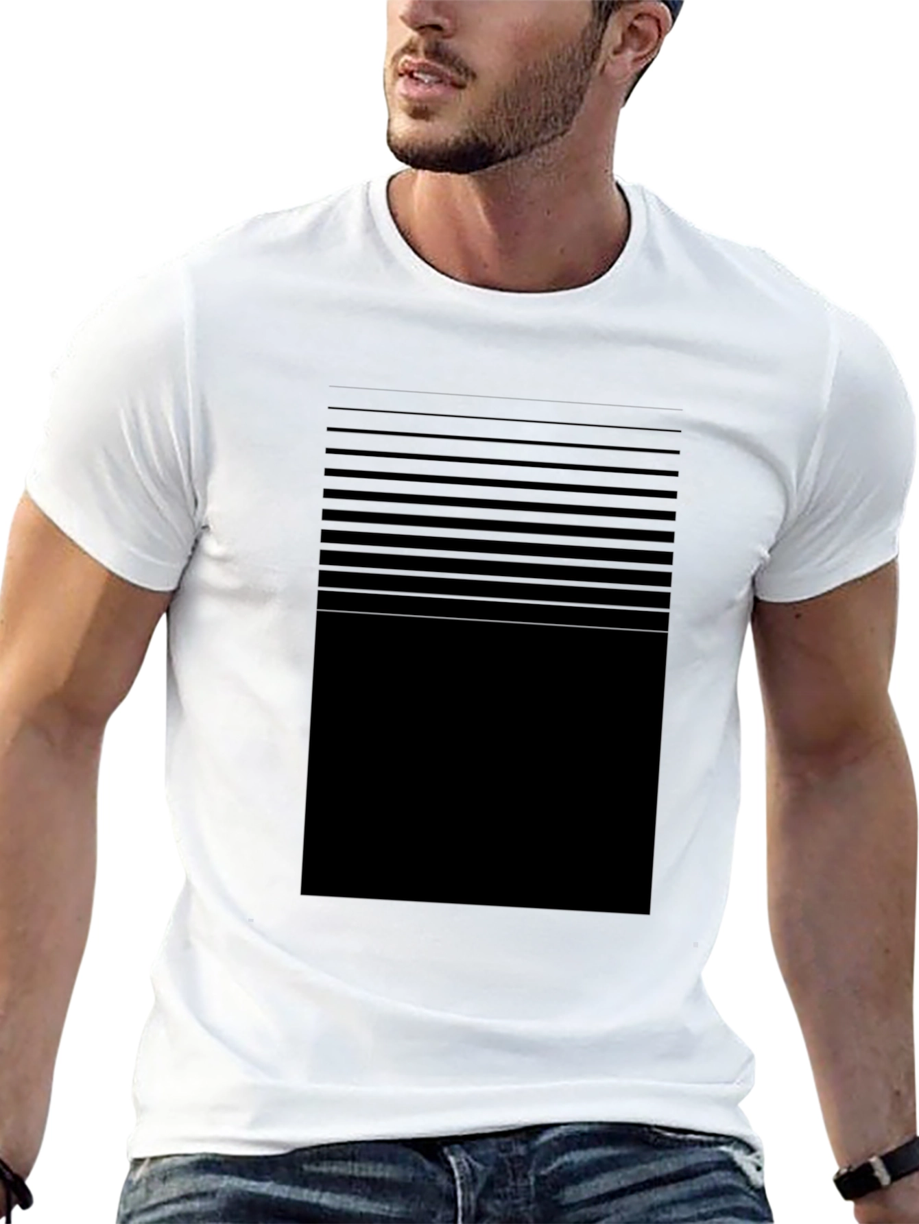 Modern Striped Graphic Black T-Shirt