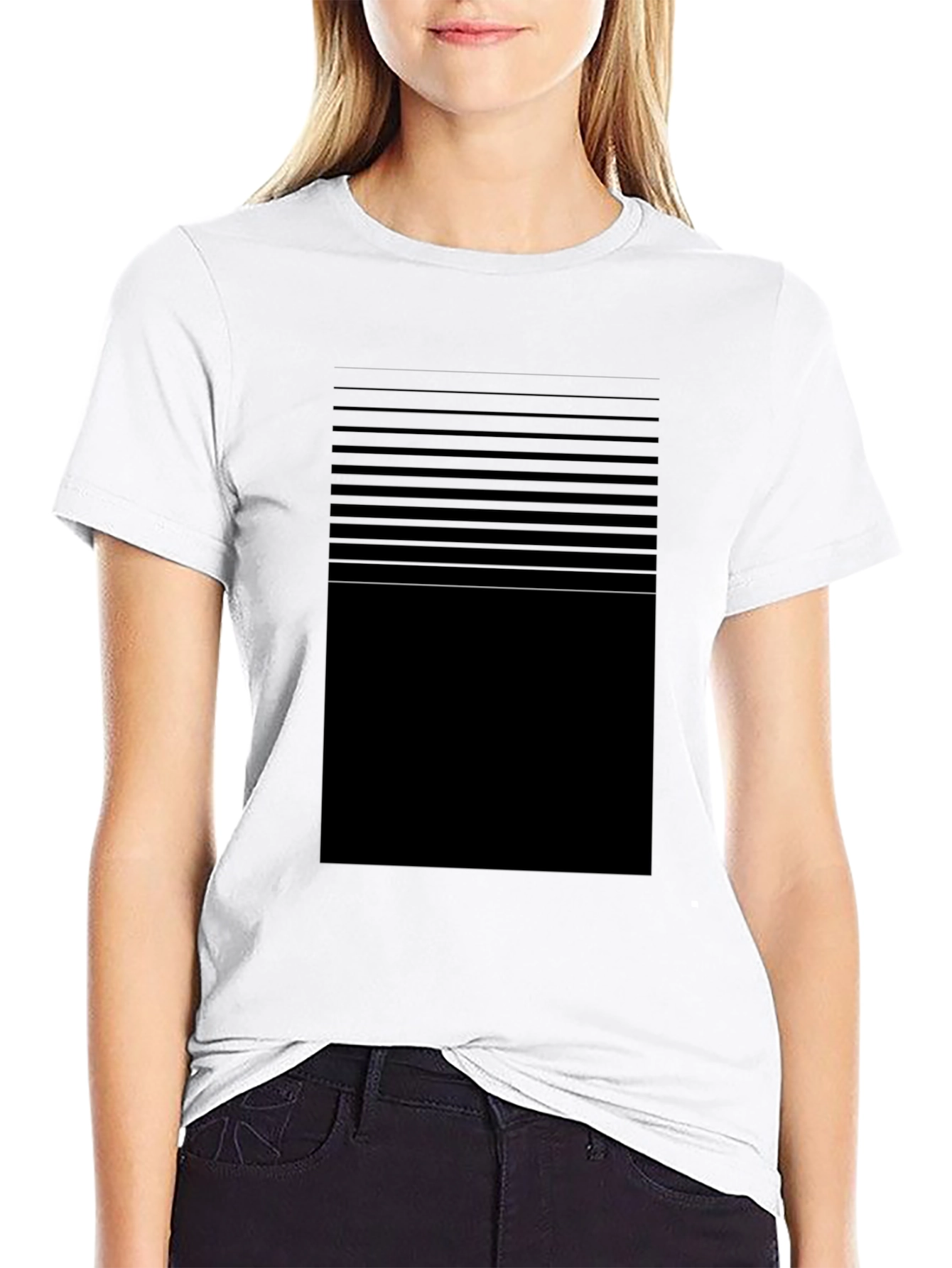 Modern Striped Graphic Black T-Shirt