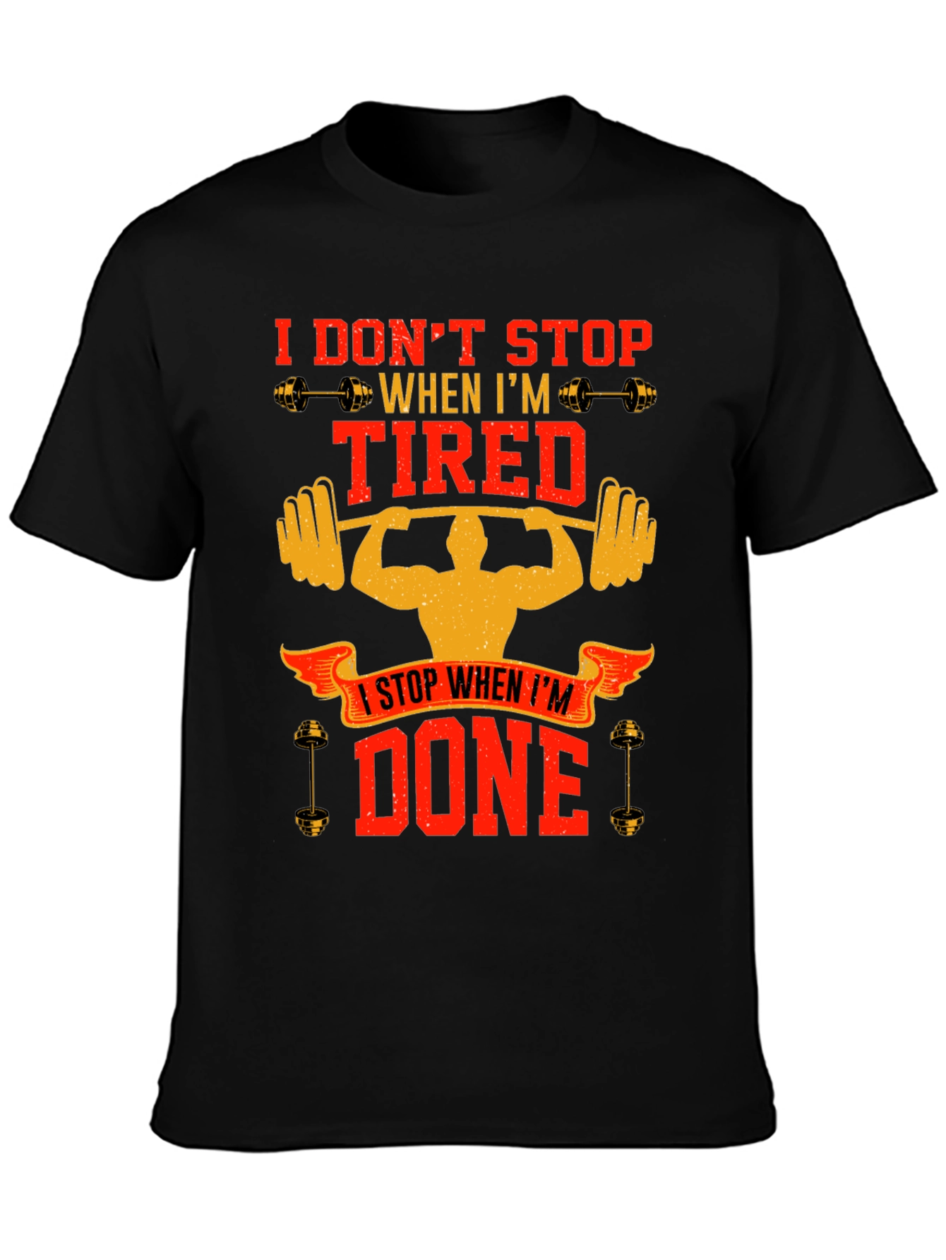 Workout Motivation T-Shirt - Dont Stop When Tired