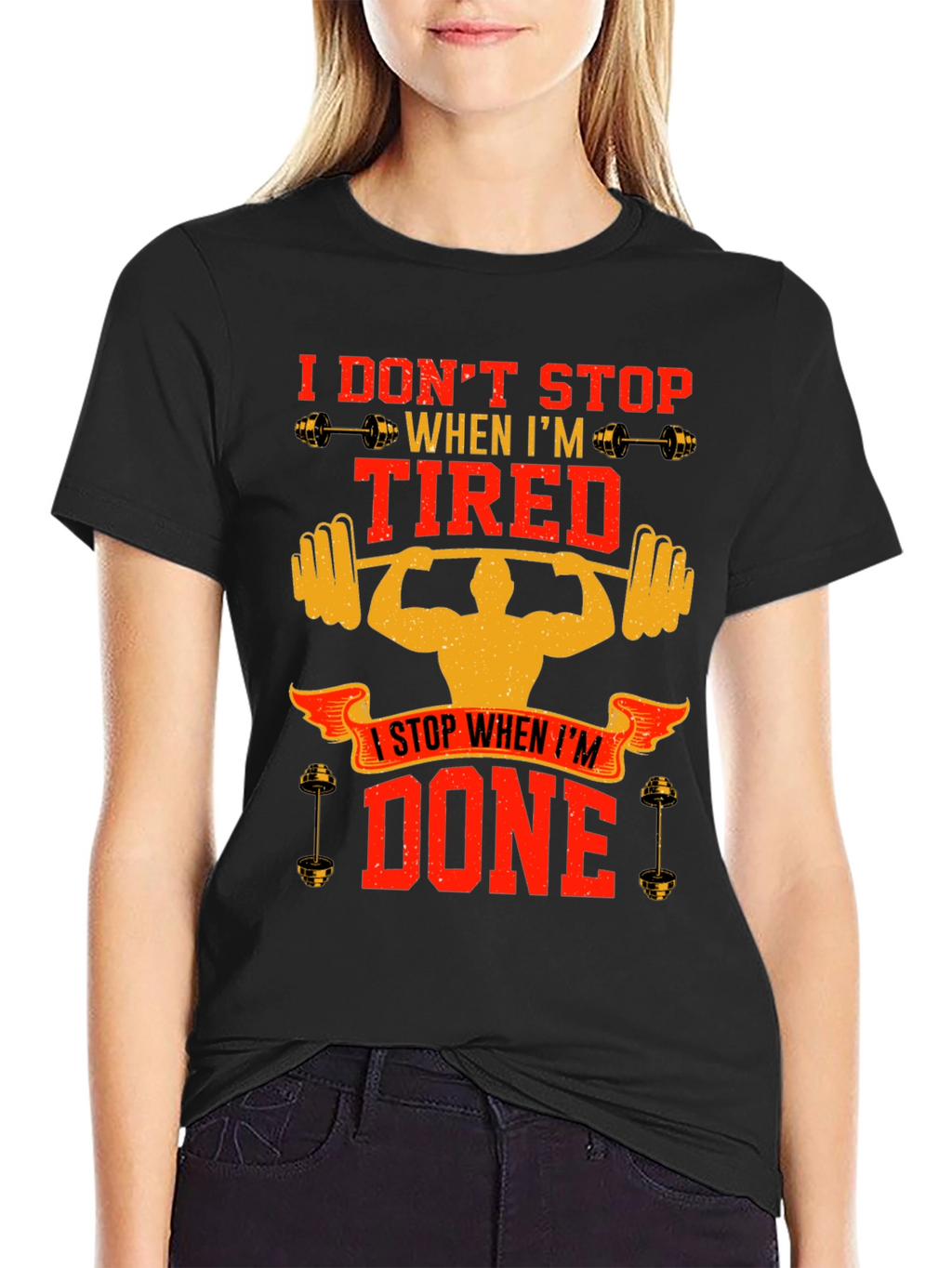 Workout Motivation T-Shirt - Dont Stop When Tired