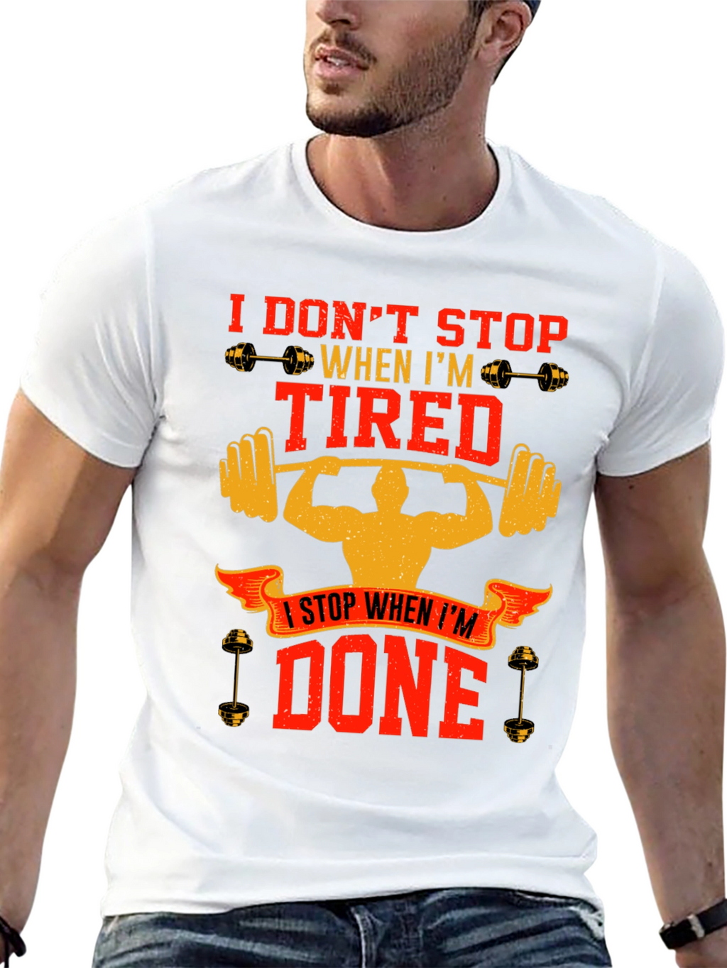 Workout Motivation T-Shirt - Dont Stop When Tired