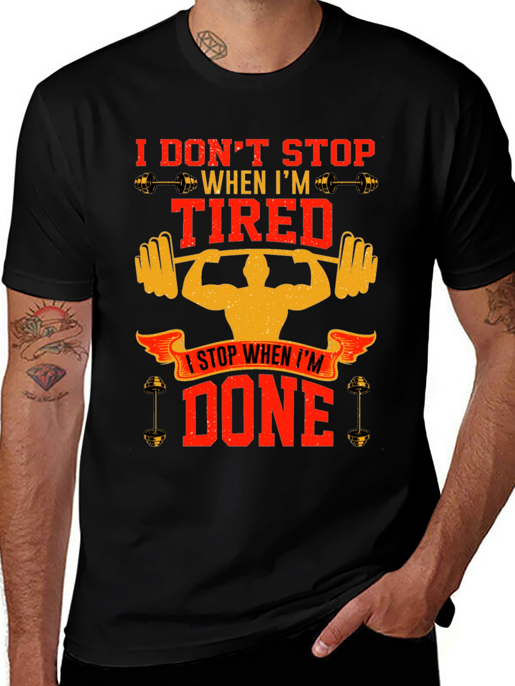 Workout Motivation T-Shirt - Dont Stop When Tired
