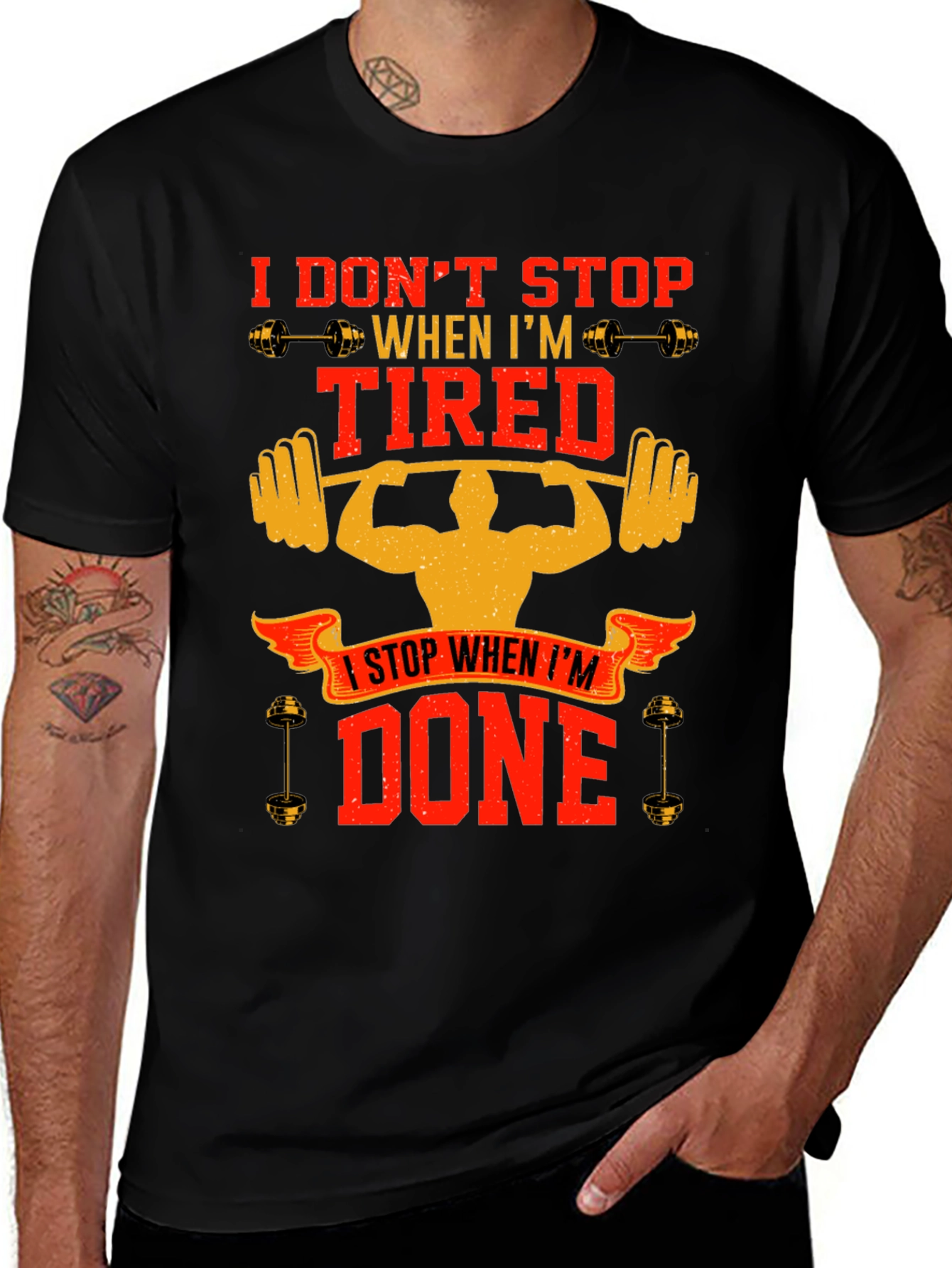 Workout Motivation T-Shirt - Dont Stop When Tired