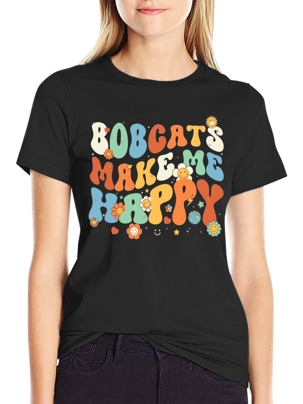 Bobcats Make Me Happy Retro T-Shirt