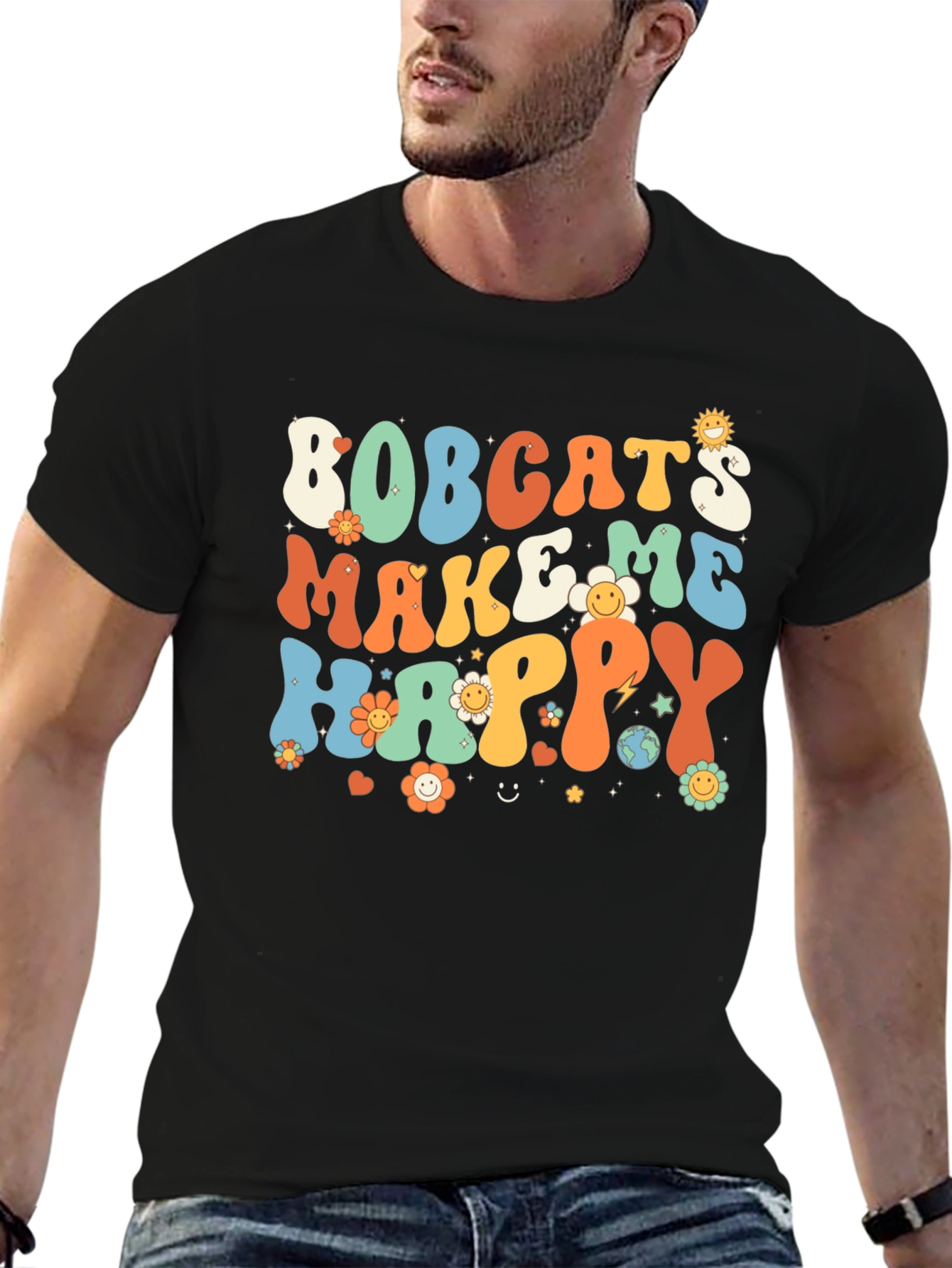 Bobcats Make Me Happy Retro T-Shirt