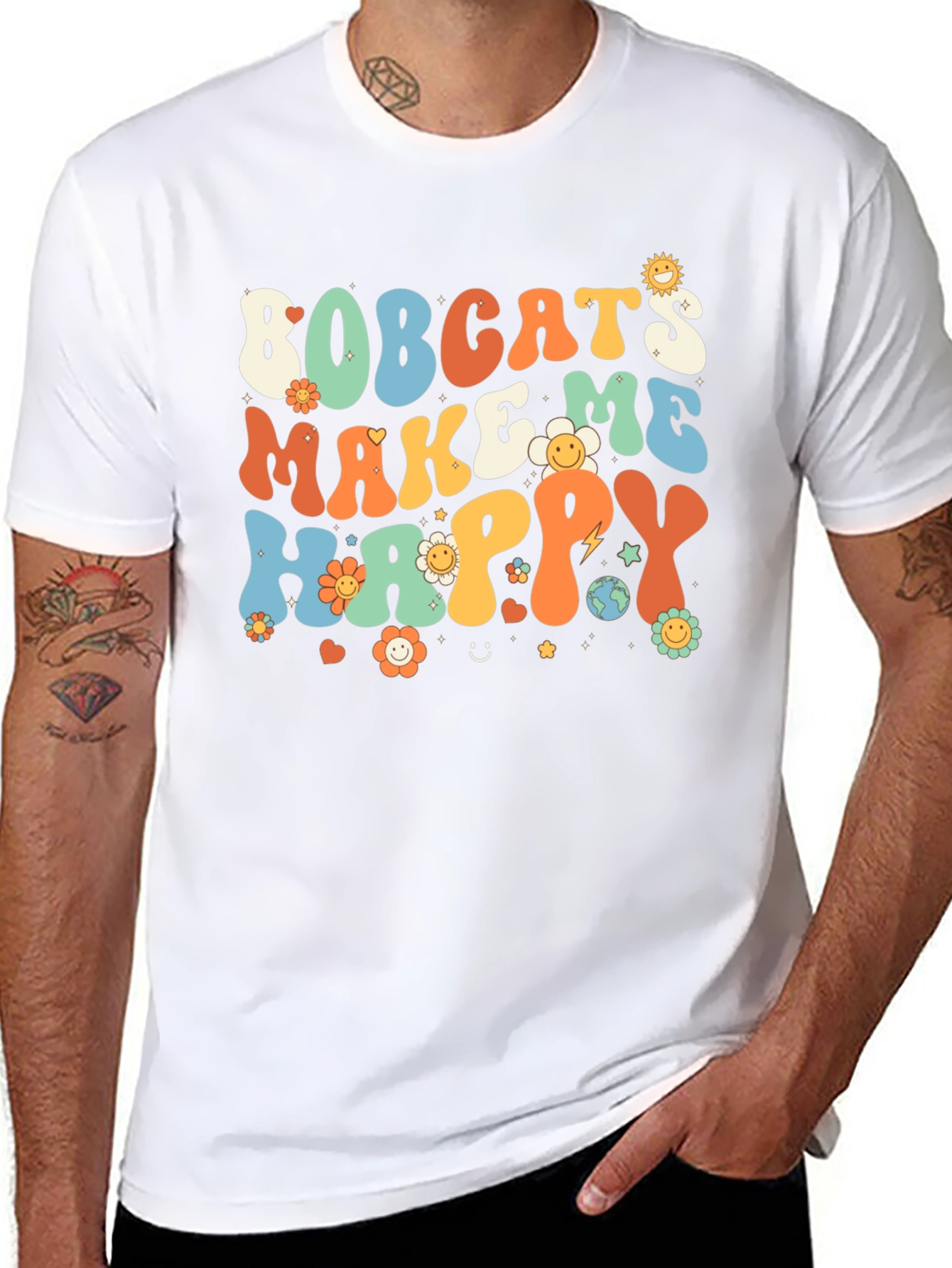 Bobcats Make Me Happy Retro T-Shirt