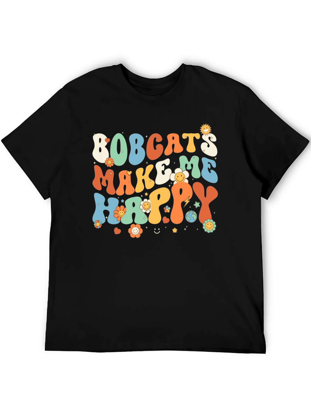 Bobcats Make Me Happy Retro T-Shirt
