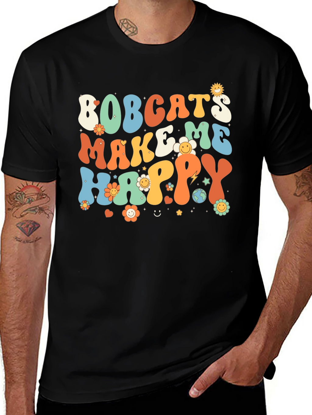 Bobcats Make Me Happy Retro T-Shirt