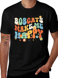 Bobcats Make Me Happy Retro T-Shirt