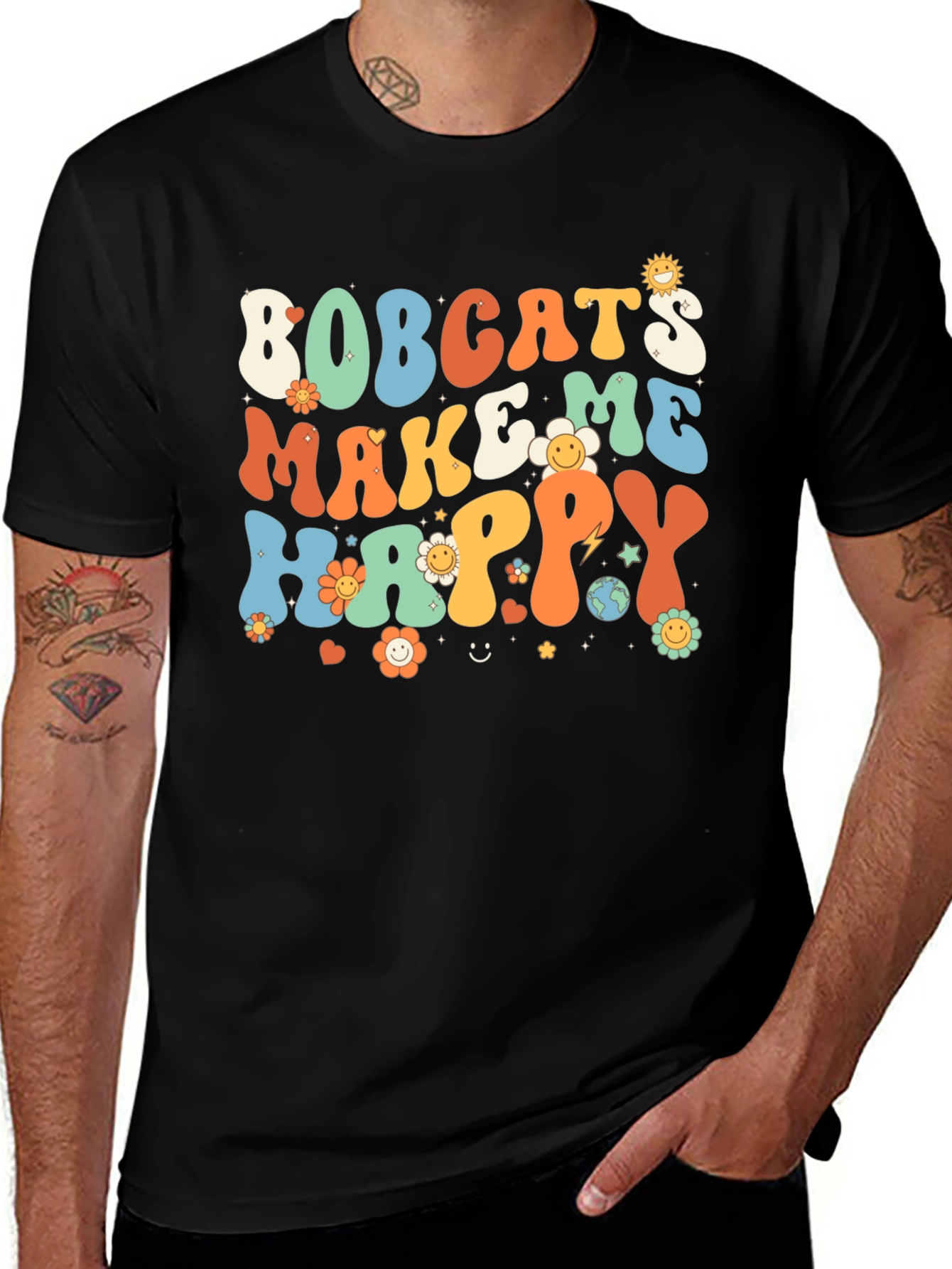 Bobcats Make Me Happy Retro T-Shirt
