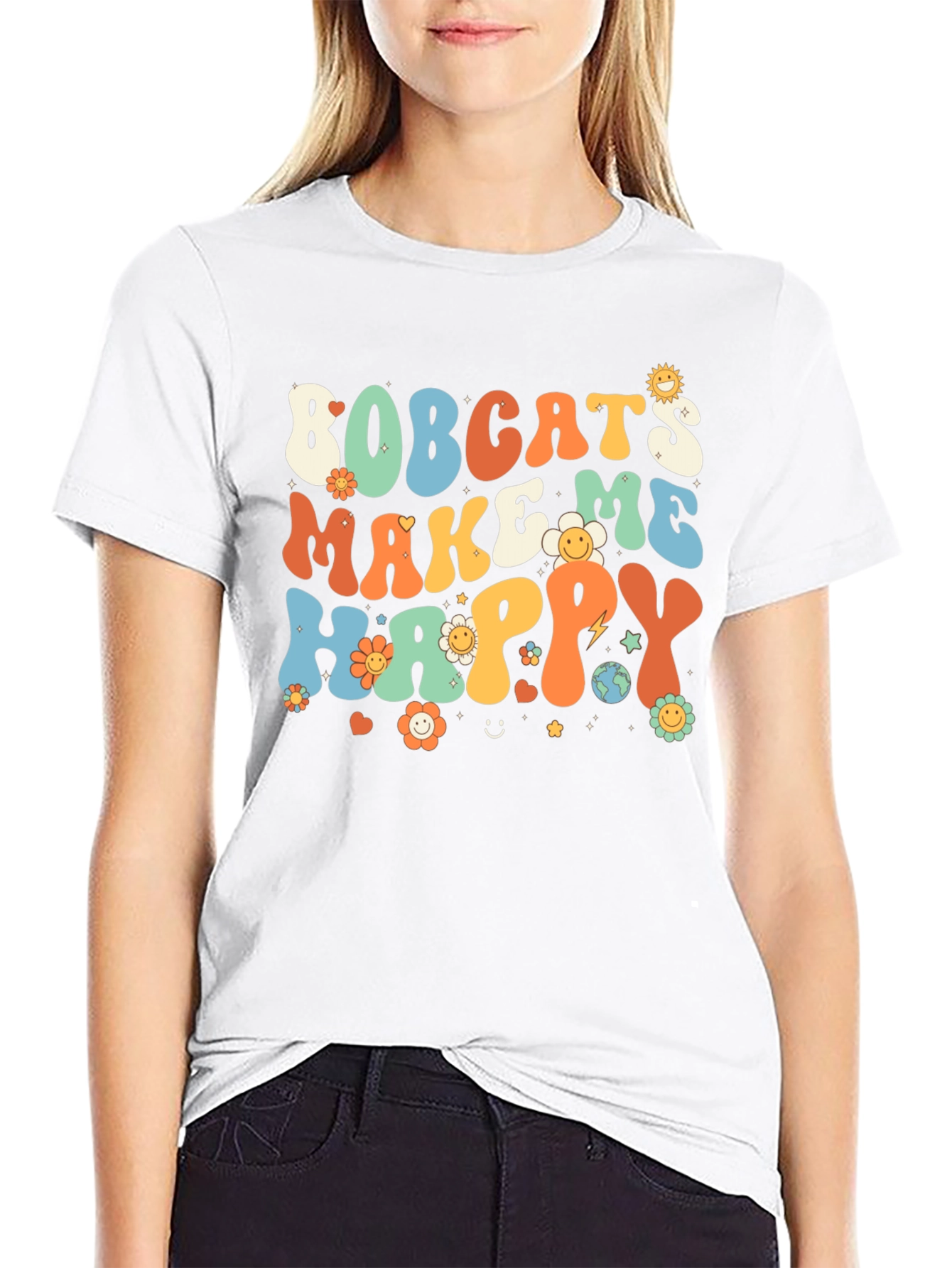 Bobcats Make Me Happy Retro T-Shirt