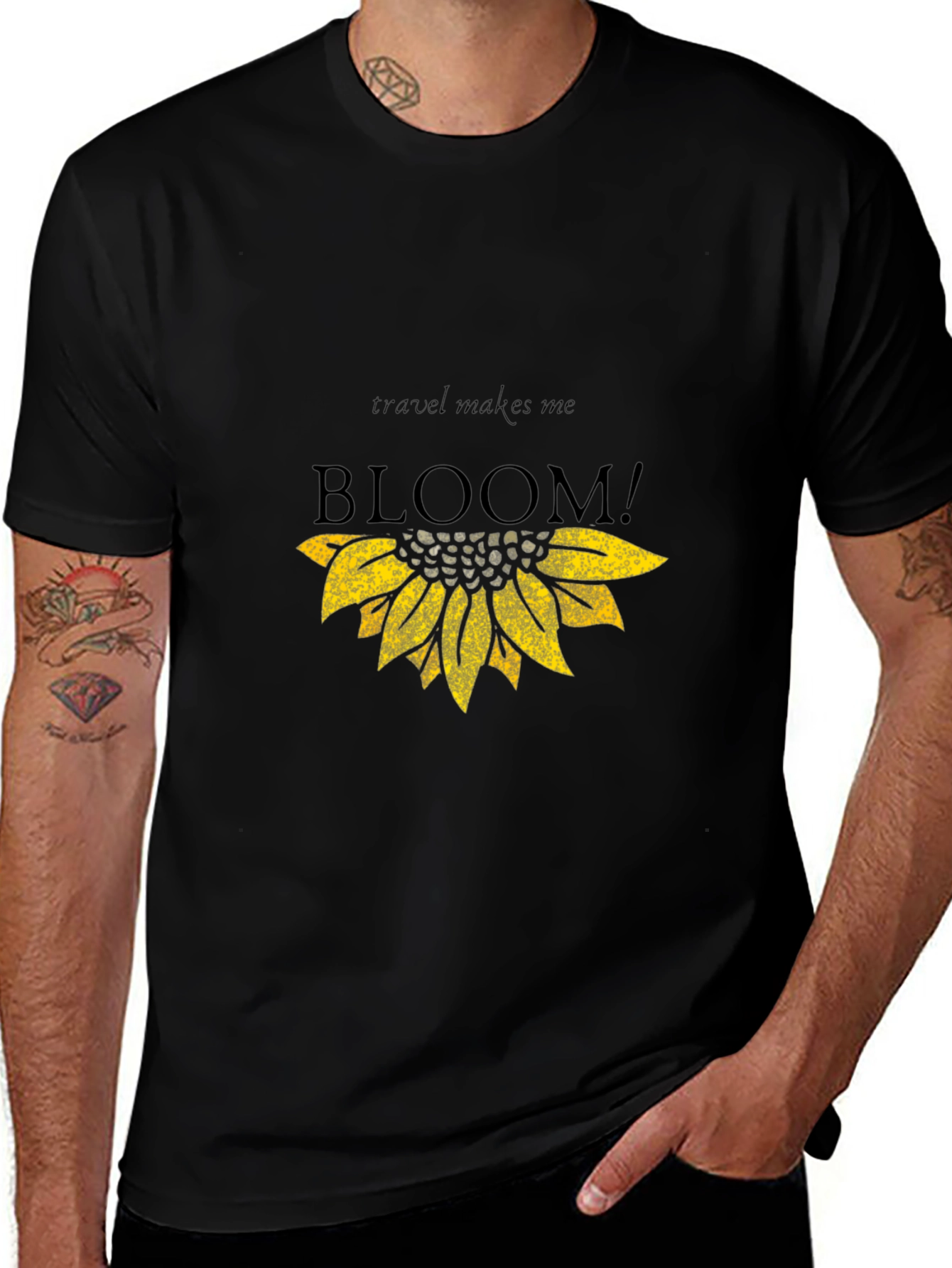 Travel Makes Me Bloom Black Graphic Tee
