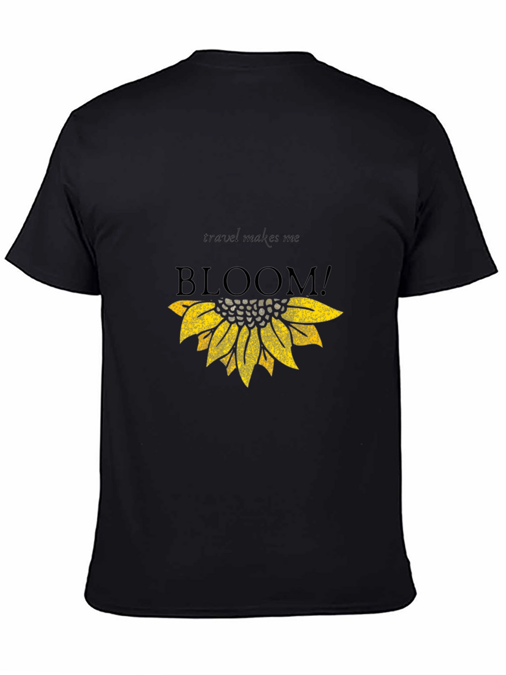 Travel Makes Me Bloom Black Graphic Tee