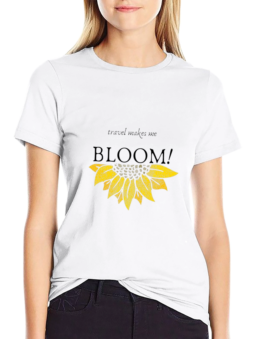 Travel Makes Me Bloom Black Graphic Tee