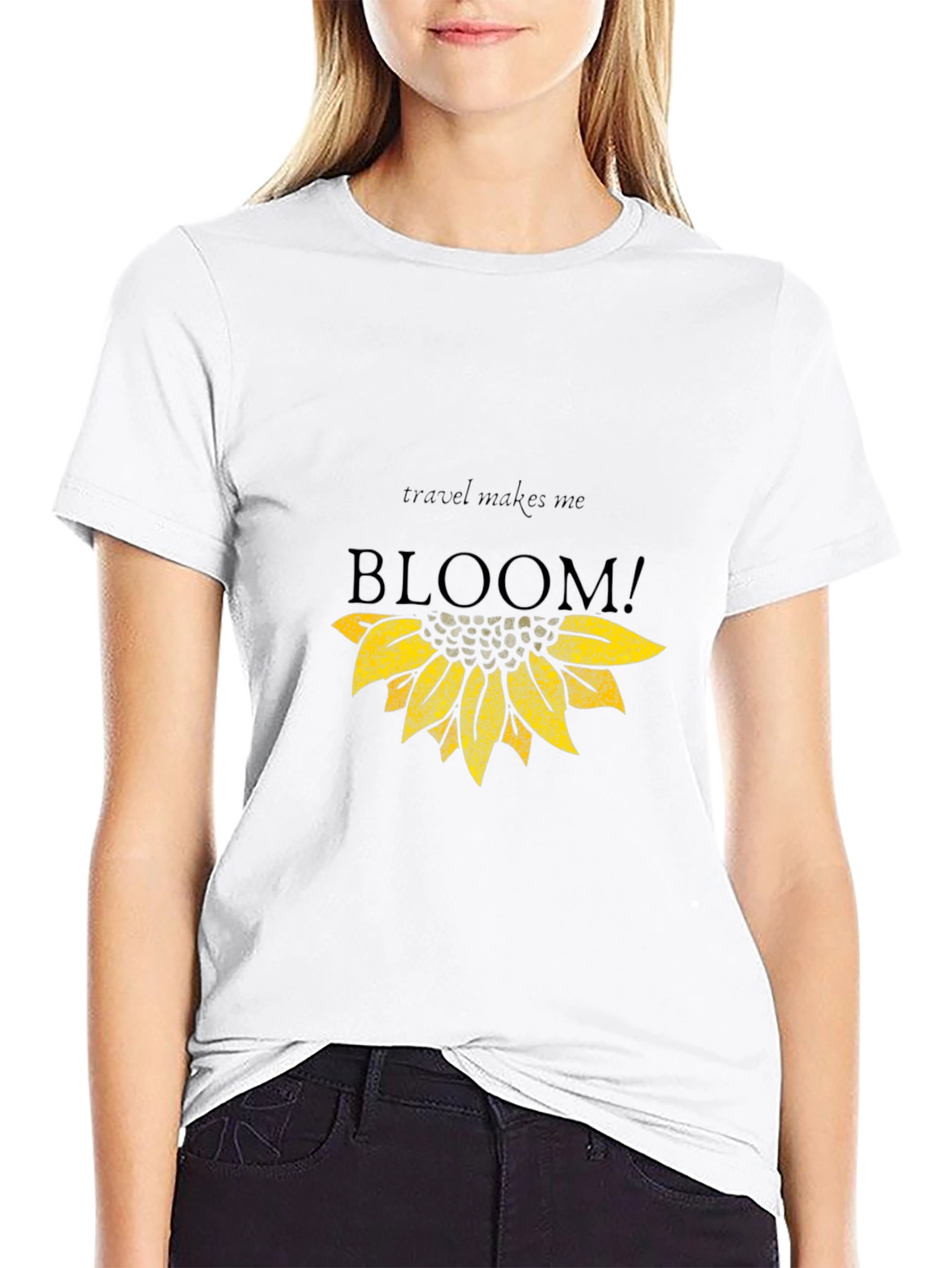 Travel Makes Me Bloom Black Graphic Tee