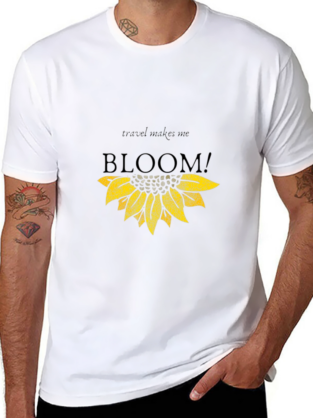 Travel Makes Me Bloom Black Graphic Tee