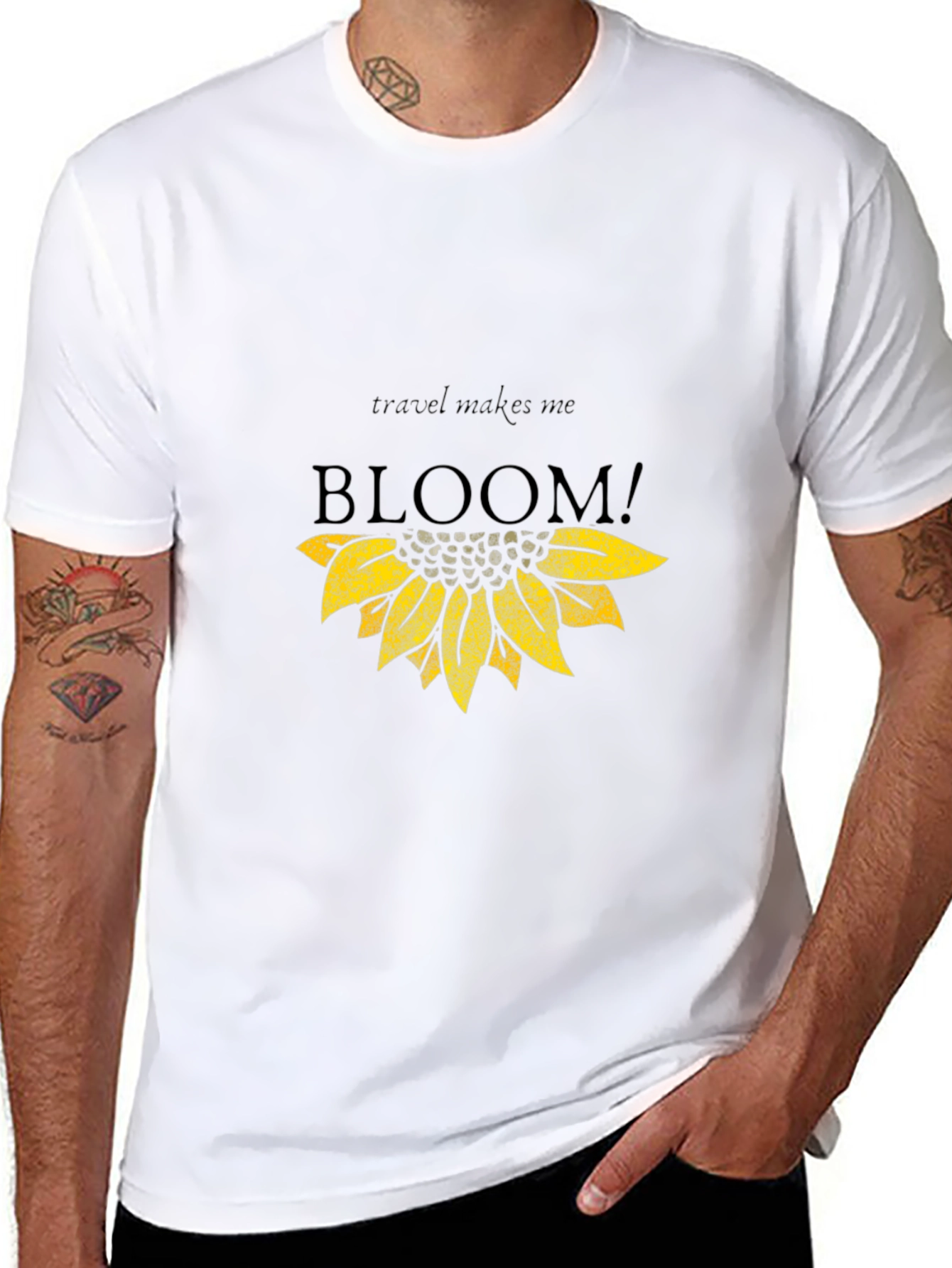 Travel Makes Me Bloom Black Graphic Tee