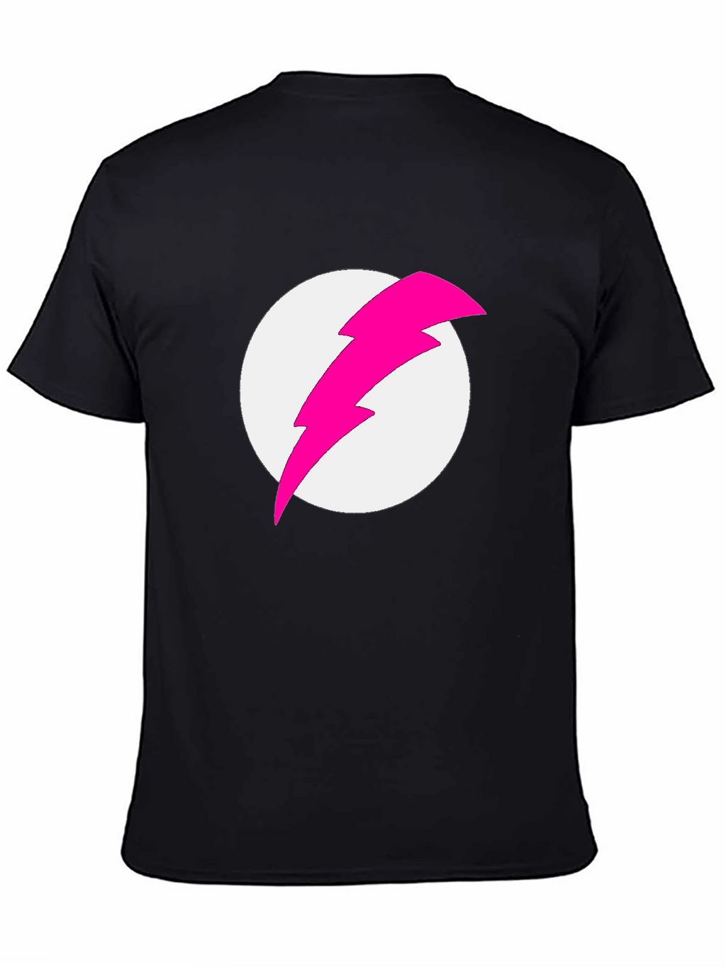 Black T-Shirt with Pink Lightning Bolt Graphic