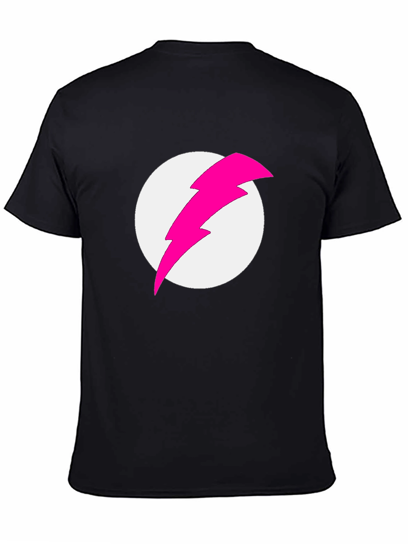 Black T-Shirt with Pink Lightning Bolt Graphic