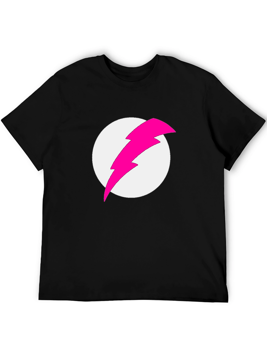 Black T-Shirt with Pink Lightning Bolt Graphic