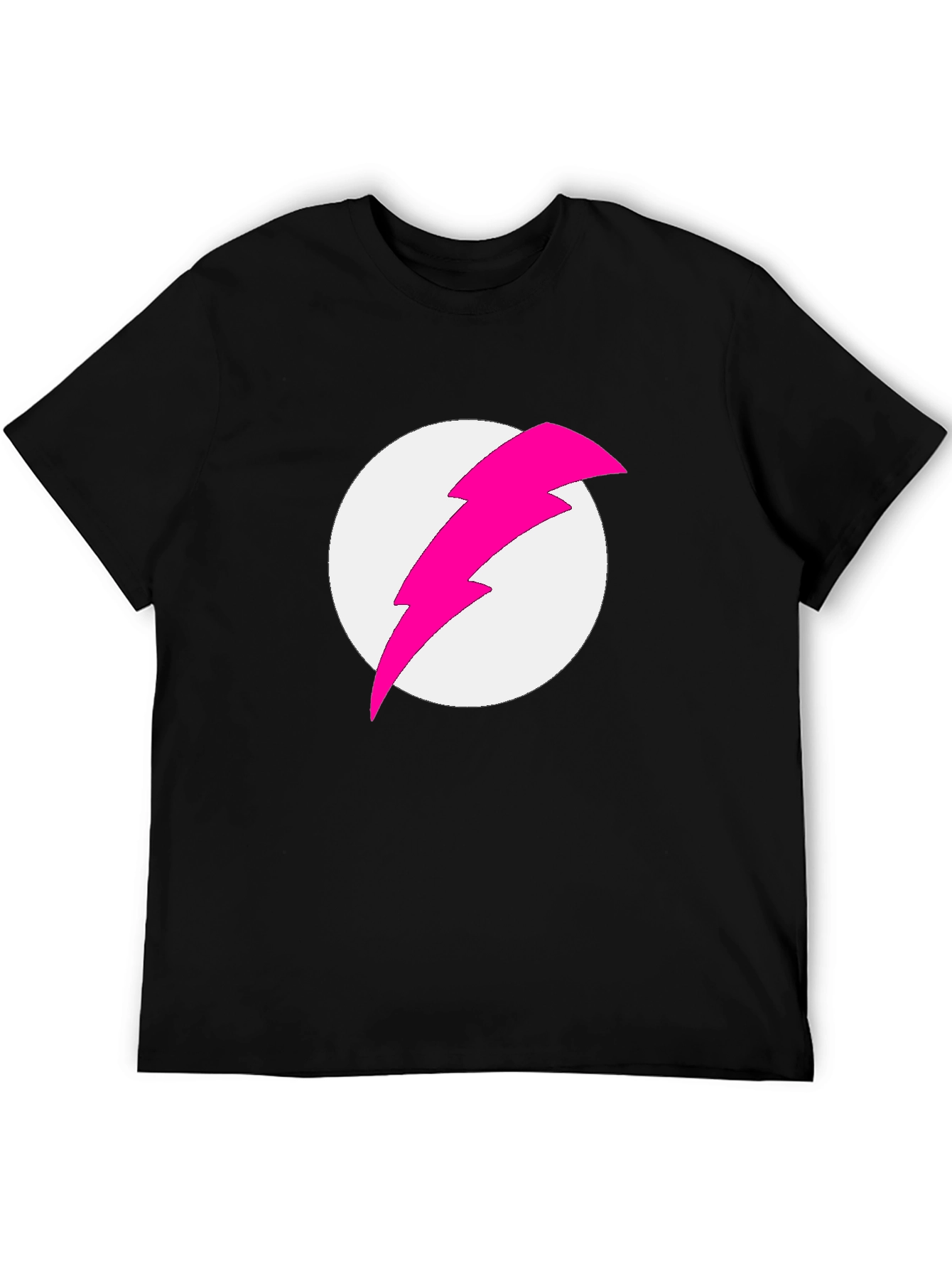 Black T-Shirt with Pink Lightning Bolt Graphic