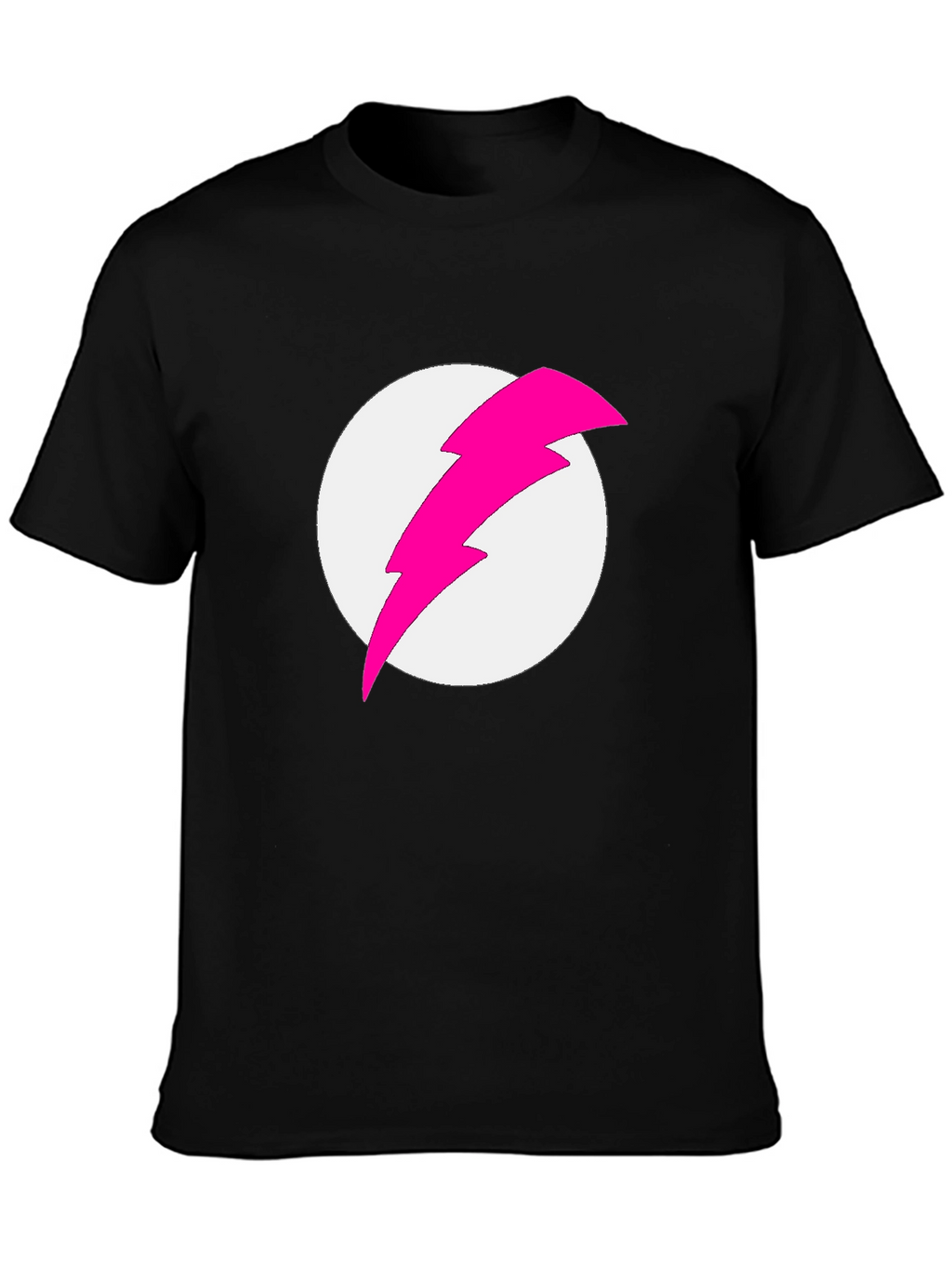 Black T-Shirt with Pink Lightning Bolt Graphic