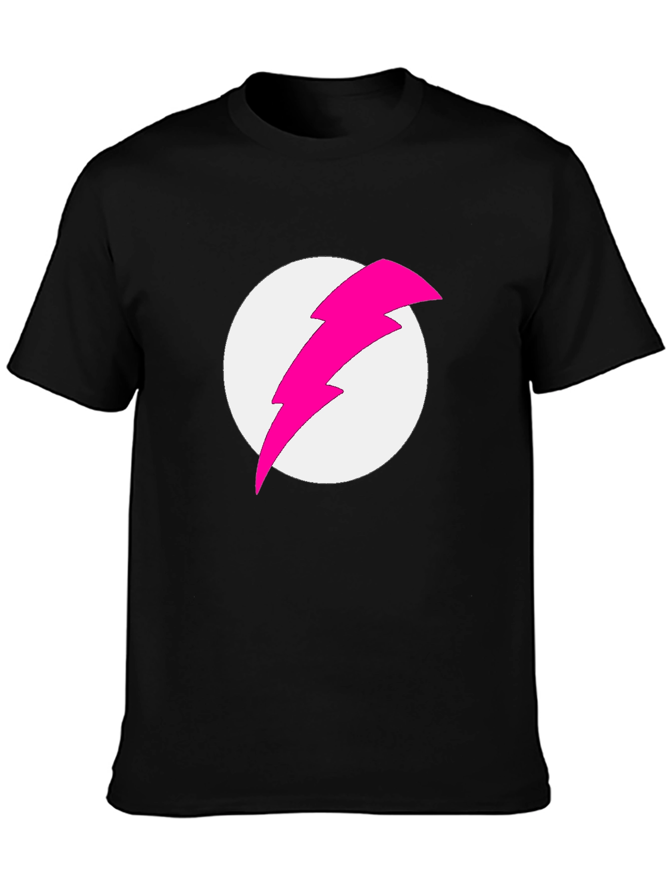 Black T-Shirt with Pink Lightning Bolt Graphic