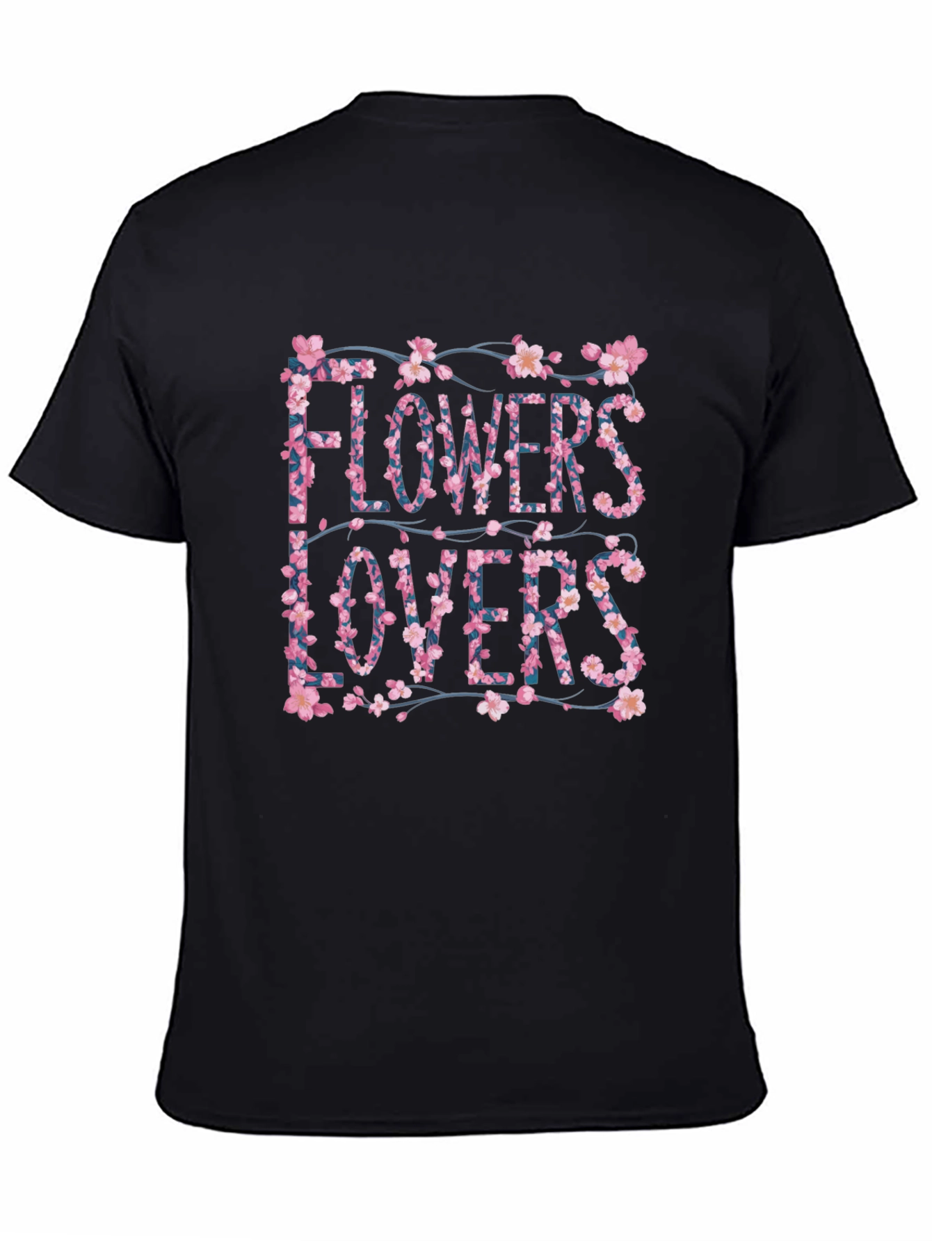 Floral Flowers Lovers Graphic Black T-Shirt