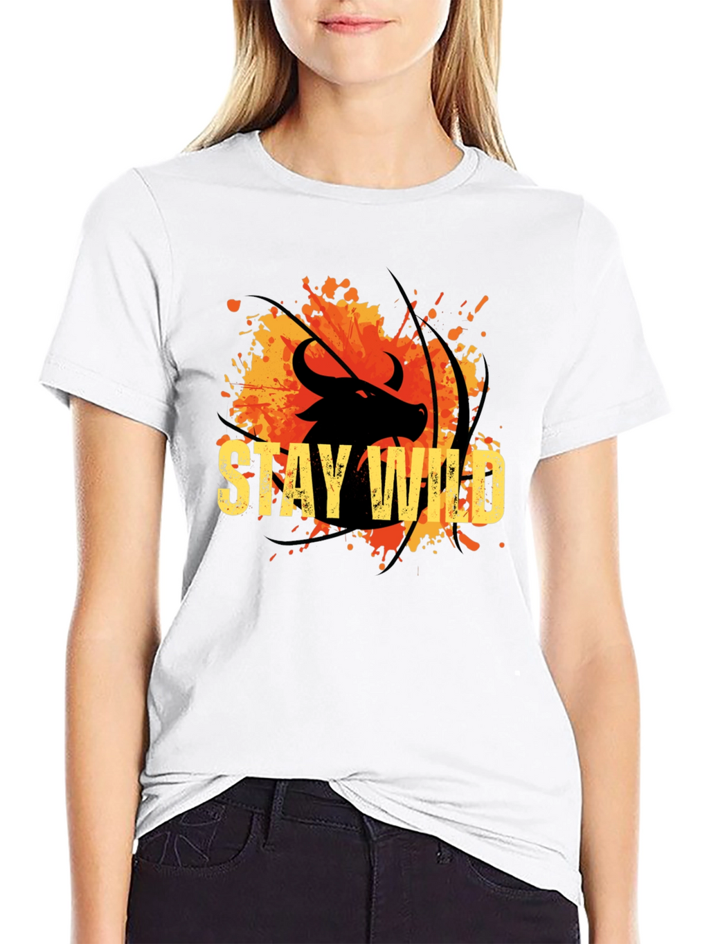 Stay Wild Buffalo Graphic Tee - Black Cotton T-Shirt