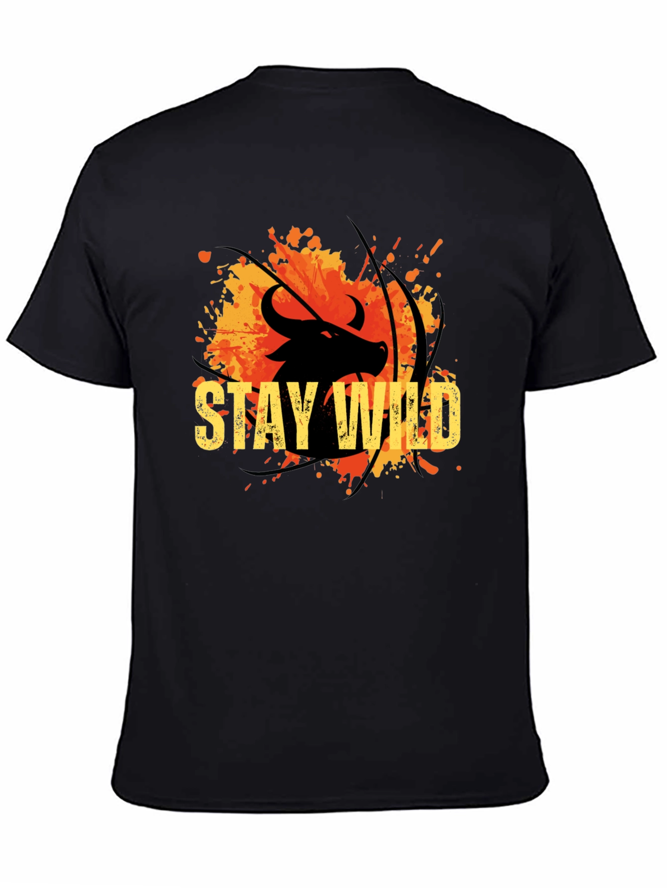 Stay Wild Buffalo Graphic Tee - Black Cotton T-Shirt